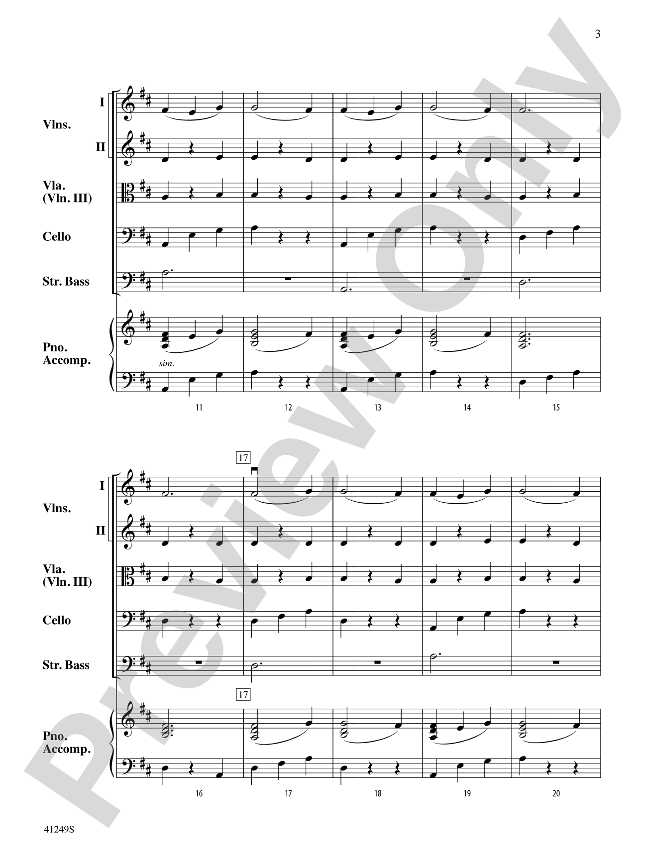 Barcarolle (from The Tales of Hoffman): String Orchestra Conductor Score & Parts