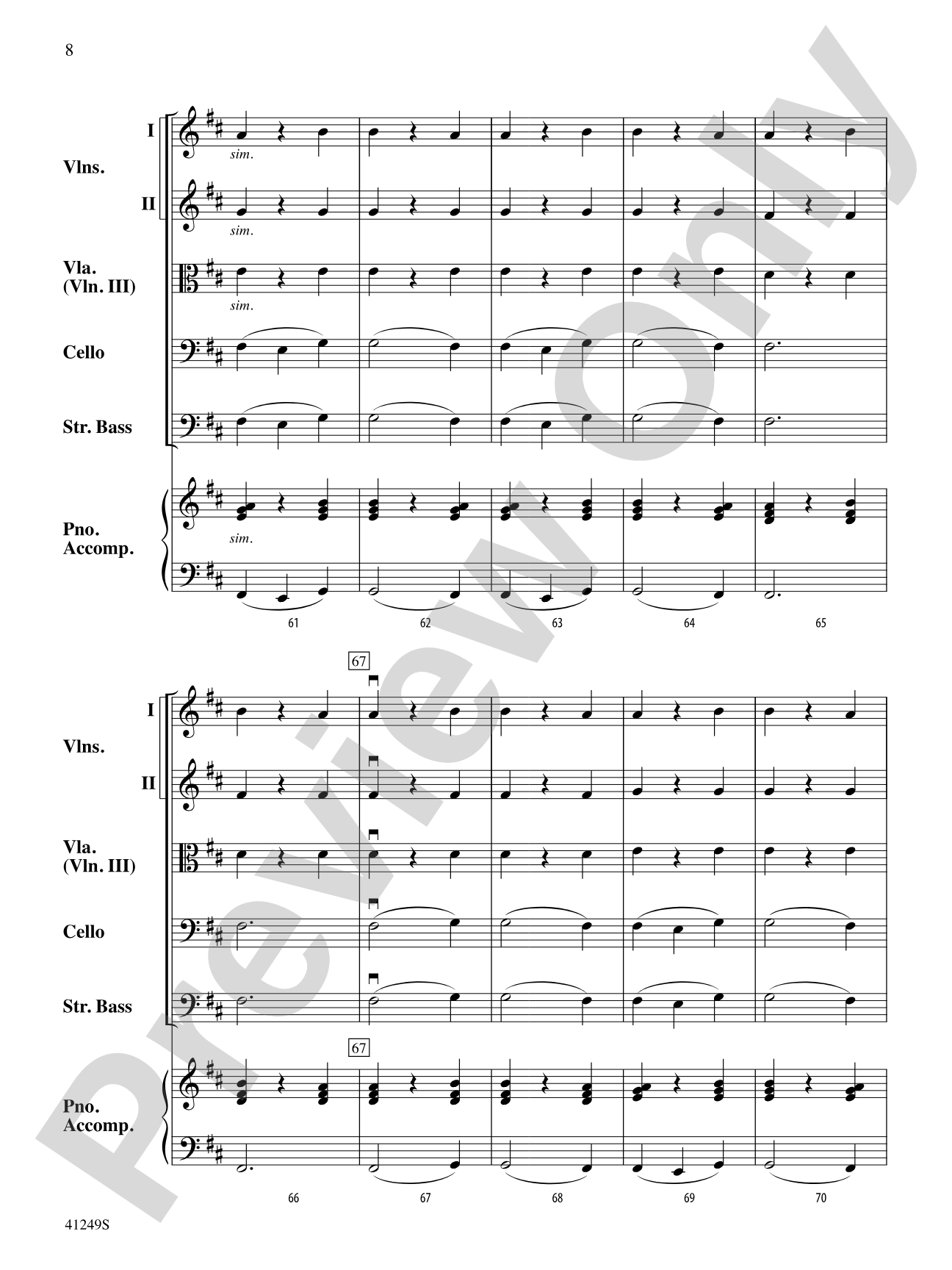 Barcarolle (from The Tales of Hoffman): String Orchestra Conductor Score & Parts