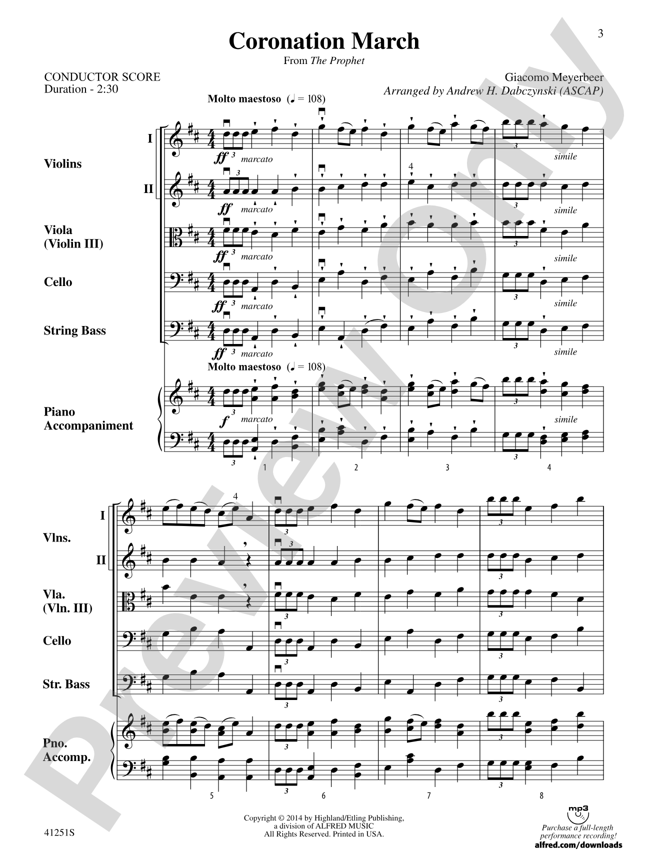 Coronation March (from The Prophet): String Orchestra Conductor Score & Parts