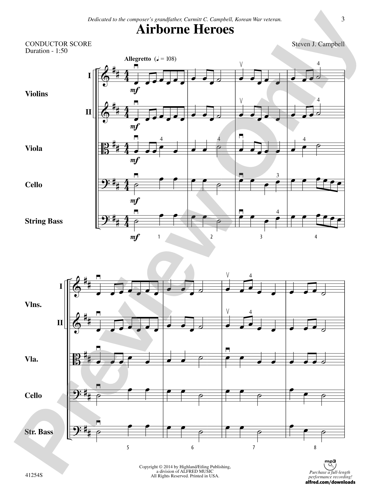 Airborne Heroes: String Orchestra Conductor Score & Parts
