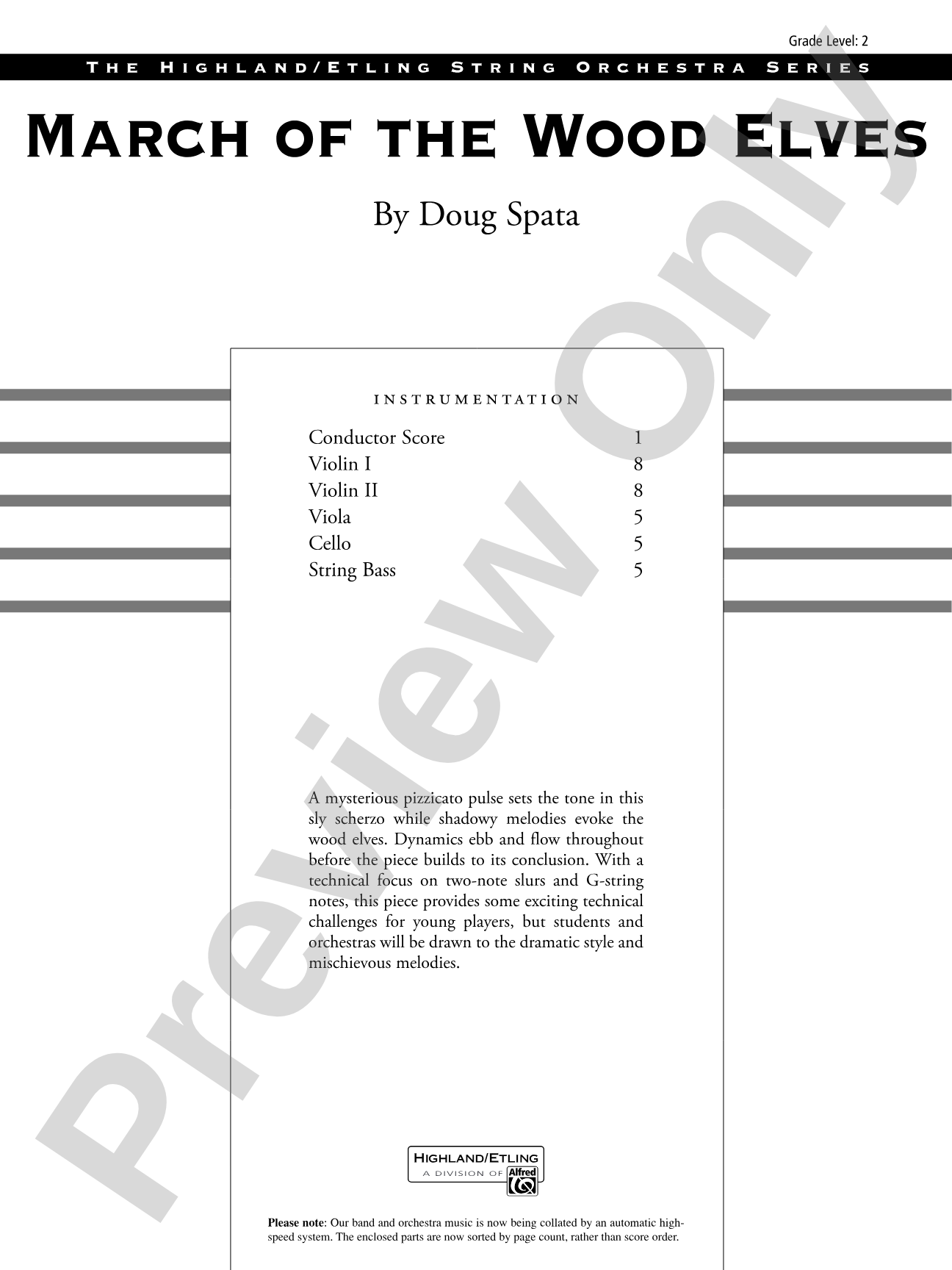 March of the Wood Elves: String Orchestra Conductor Score & Parts