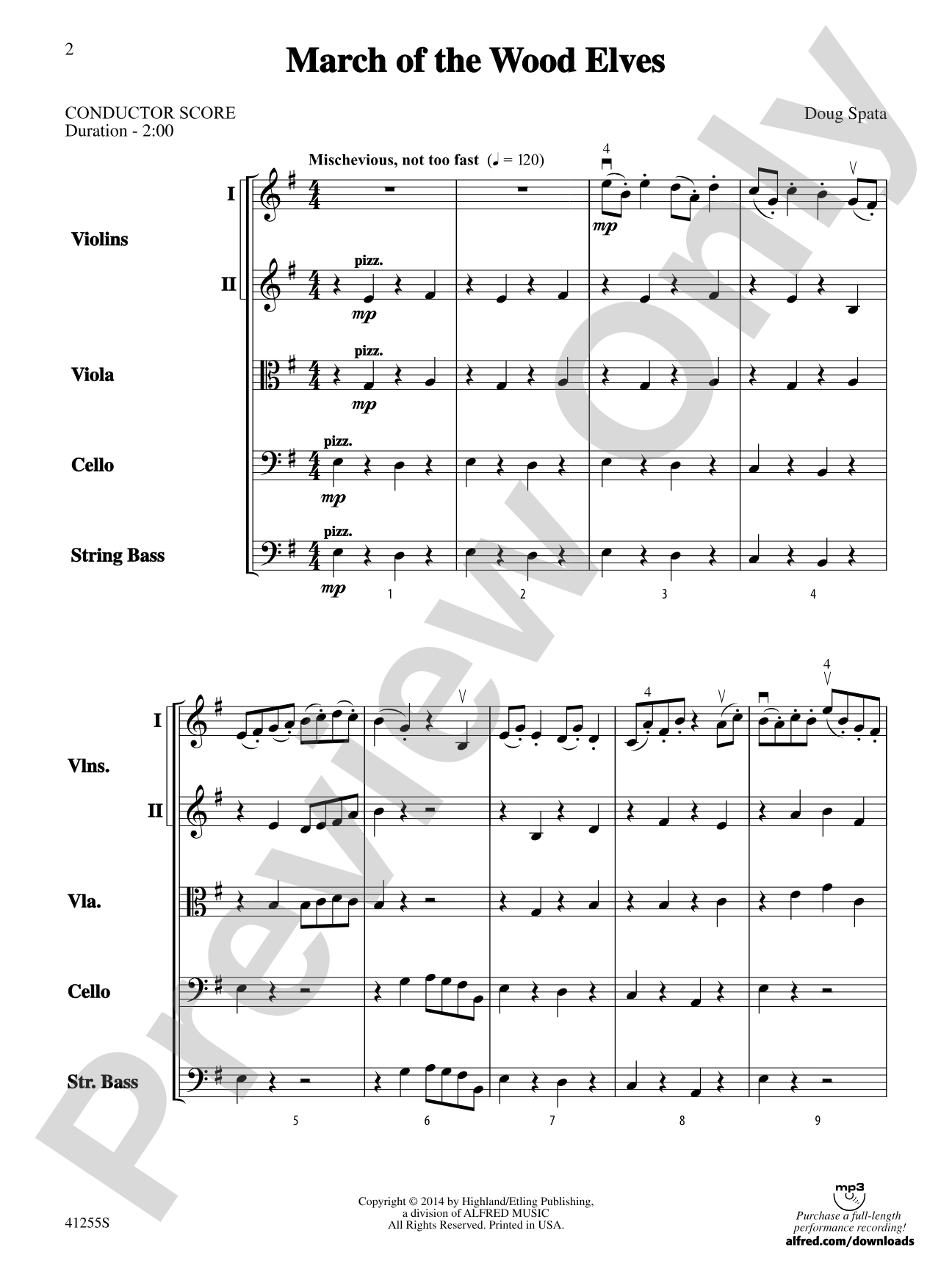 March of the Wood Elves: String Orchestra Conductor Score & Parts