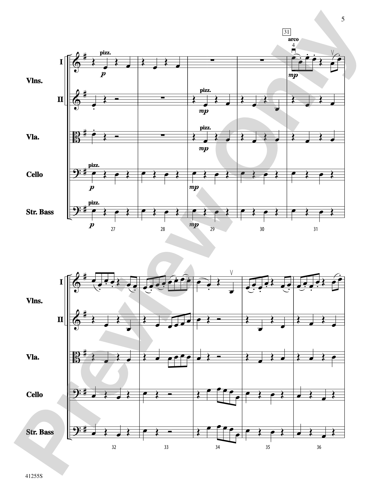 March of the Wood Elves: String Orchestra Conductor Score & Parts