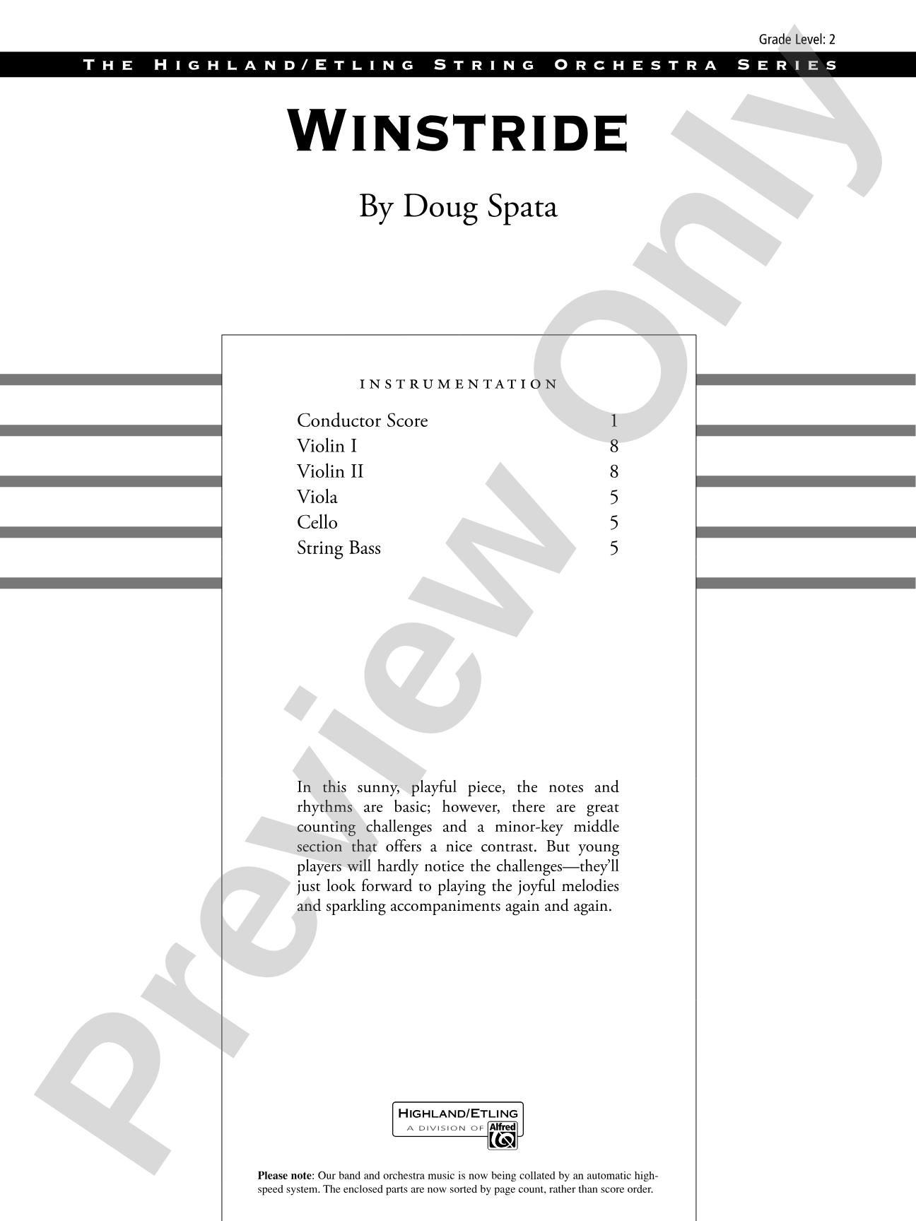 Winstride: String Orchestra Conductor Score & Parts