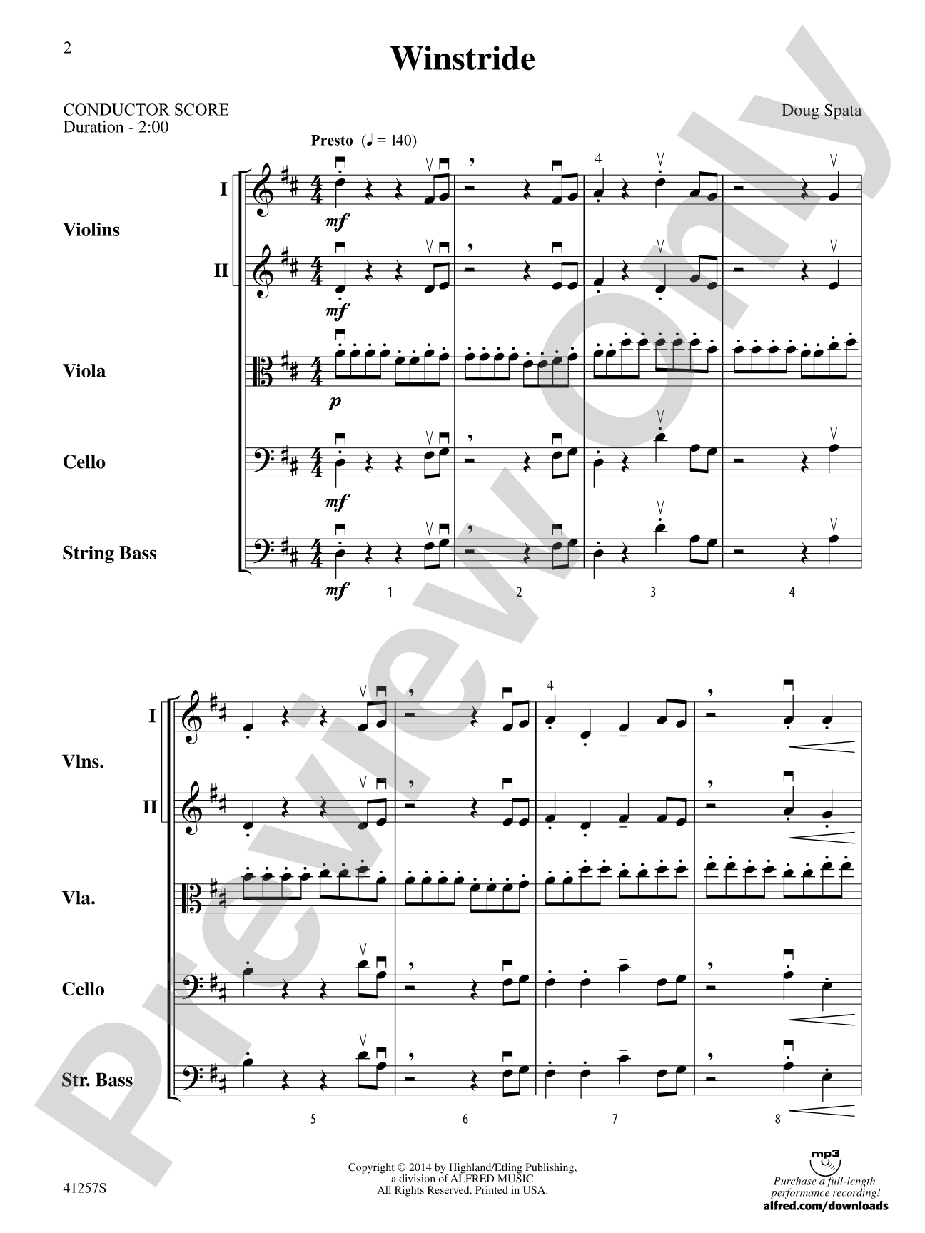 Winstride: String Orchestra Conductor Score & Parts