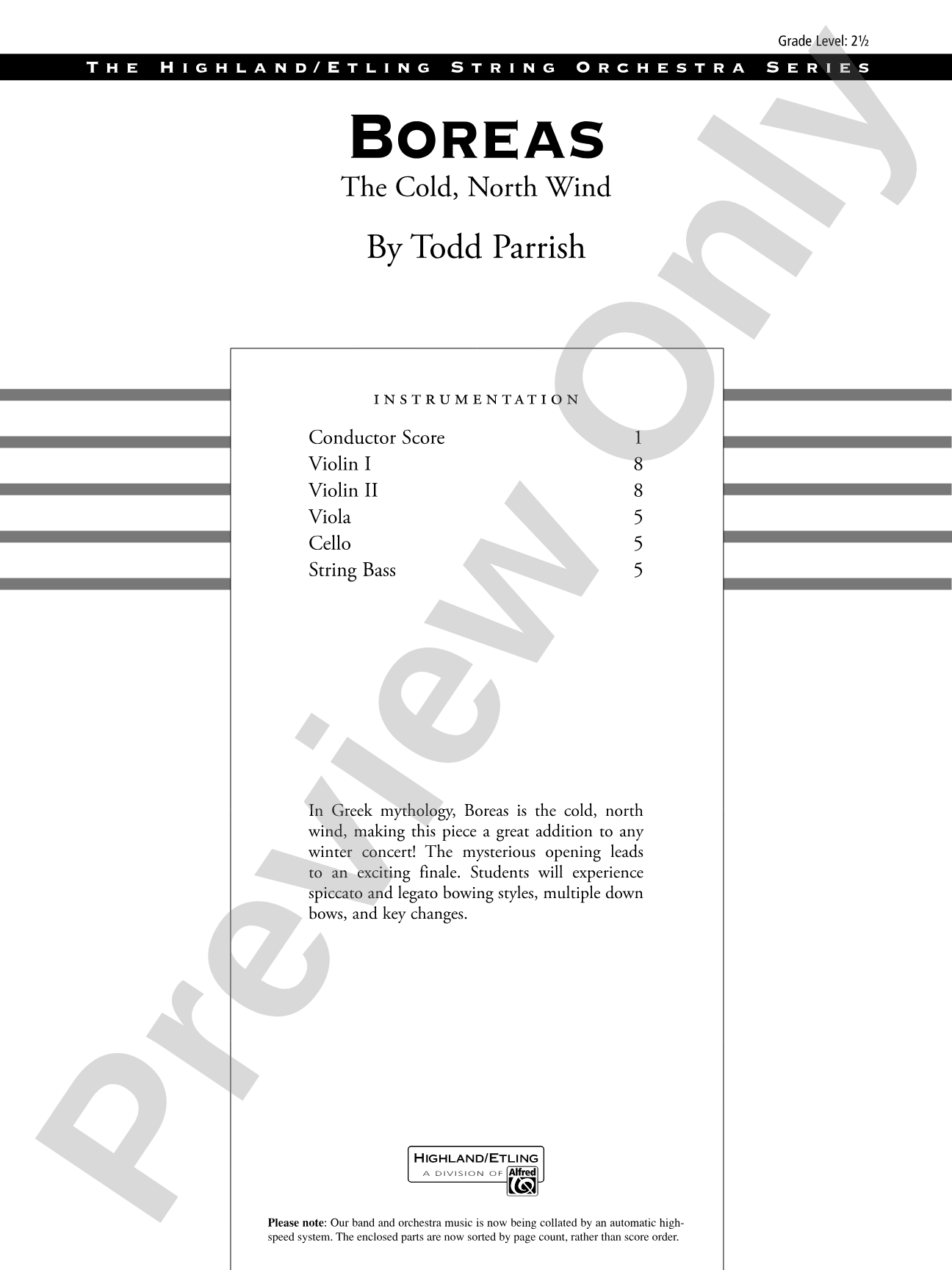Boreas: String Orchestra Conductor Score & Parts