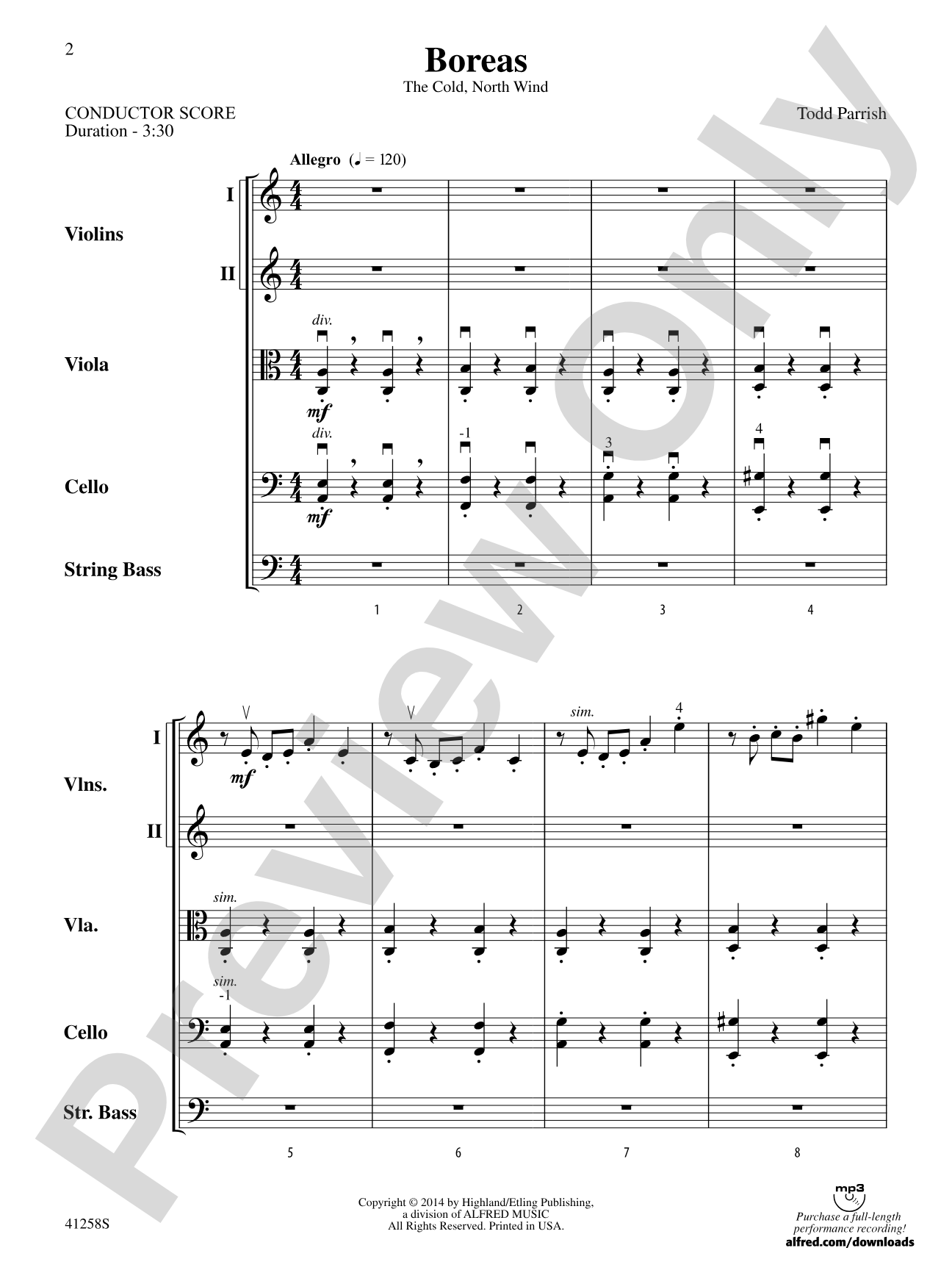 Boreas: String Orchestra Conductor Score & Parts