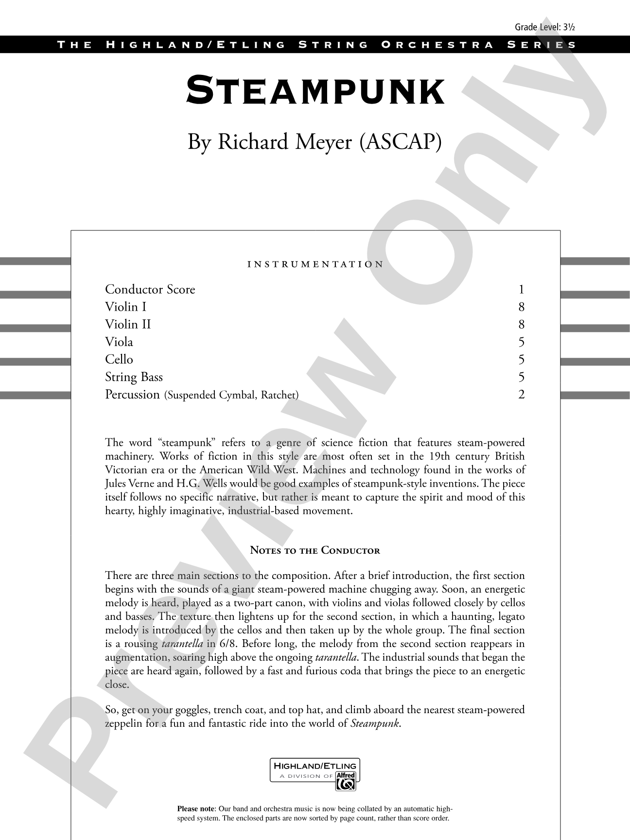 Steampunk: String Orchestra Conductor Score & Parts