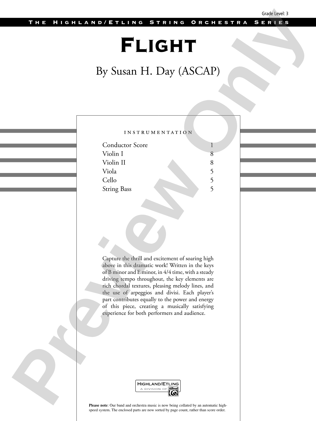 Flight: String Orchestra Conductor Score & Parts