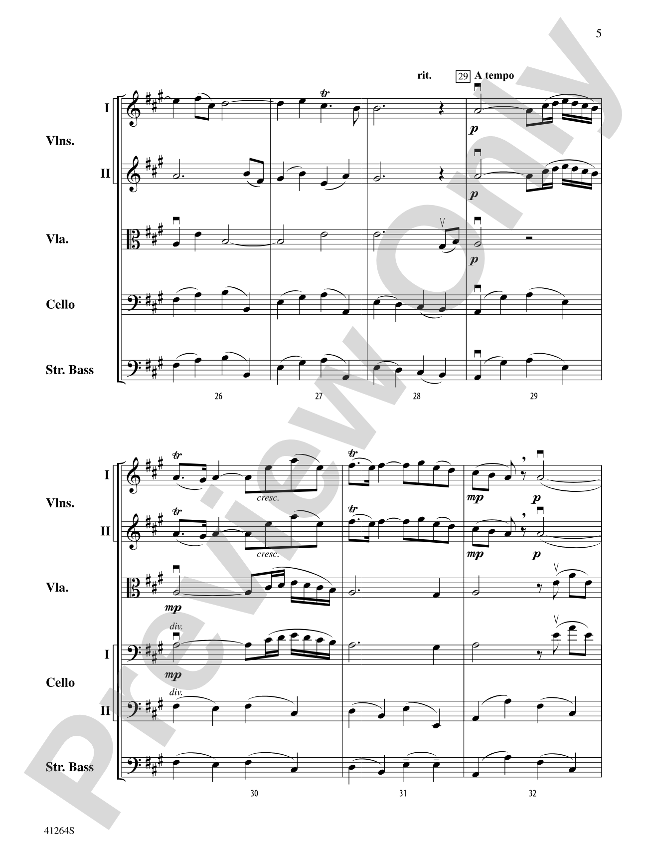 Andante from Trio Sonata Op. 5, No. 1: String Orchestra Conductor Score & Parts
