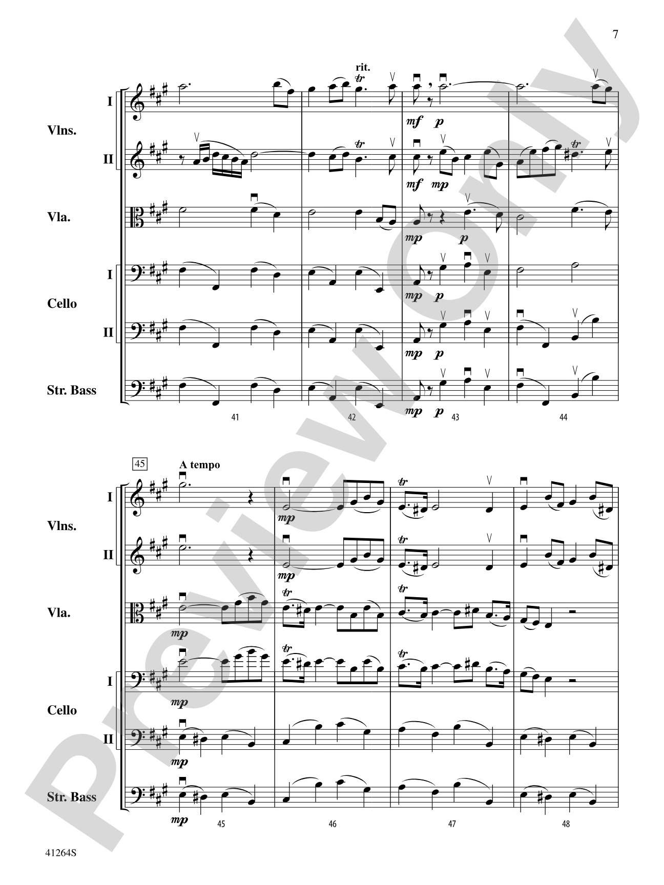 Andante from Trio Sonata Op. 5, No. 1: String Orchestra Conductor Score & Parts