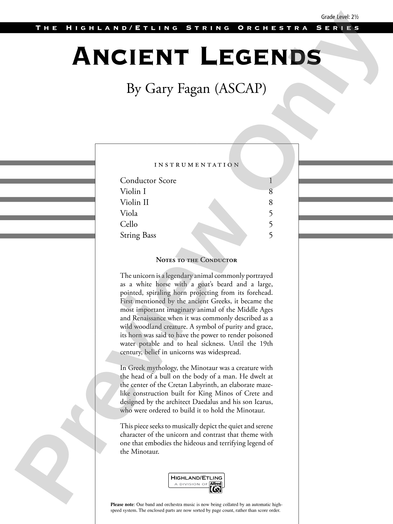 Ancient Legends: String Orchestra Conductor Score & Parts