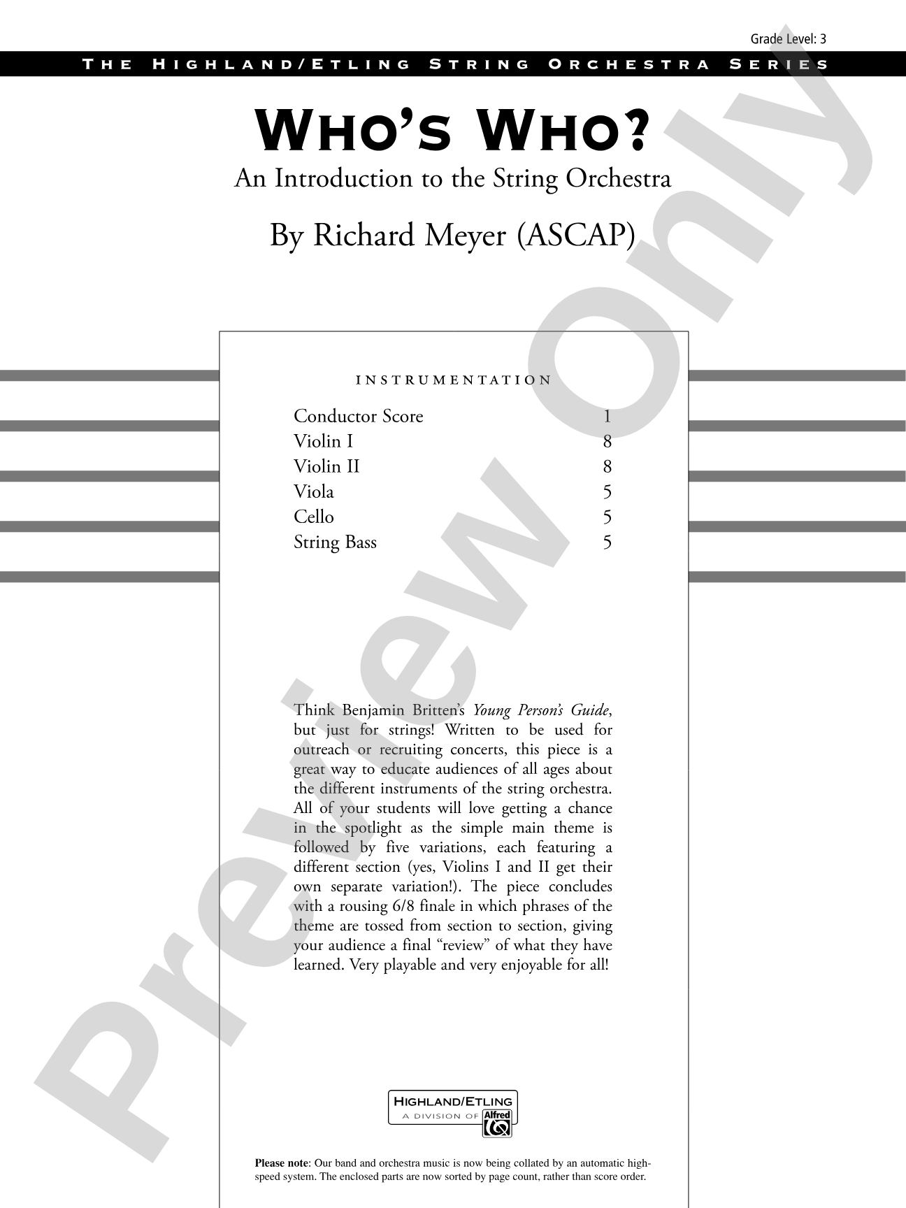 Who's Who?: String Orchestra Conductor Score & Parts