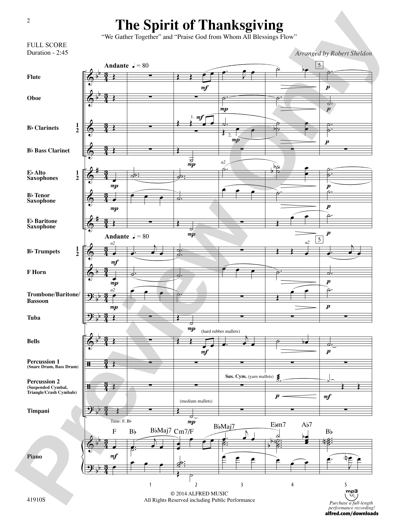 The Spirit of Thanksgiving: Concert Band Conductor Score & Parts