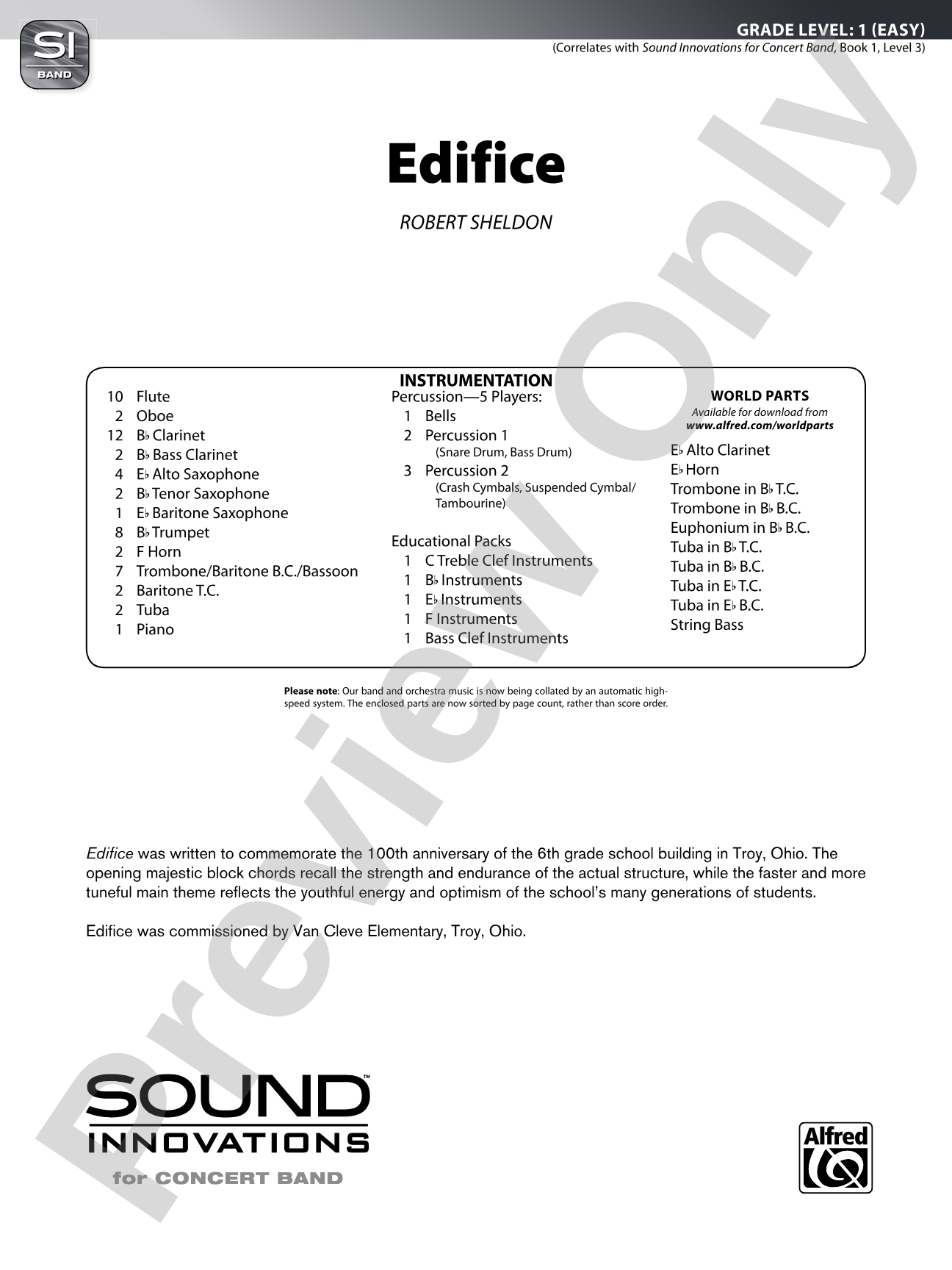 Edifice: Concert Band Conductor Score & Parts