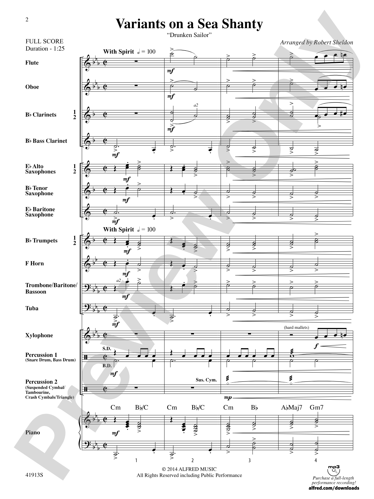 Variants on a Sea Shanty: Concert Band Conductor Score & Parts