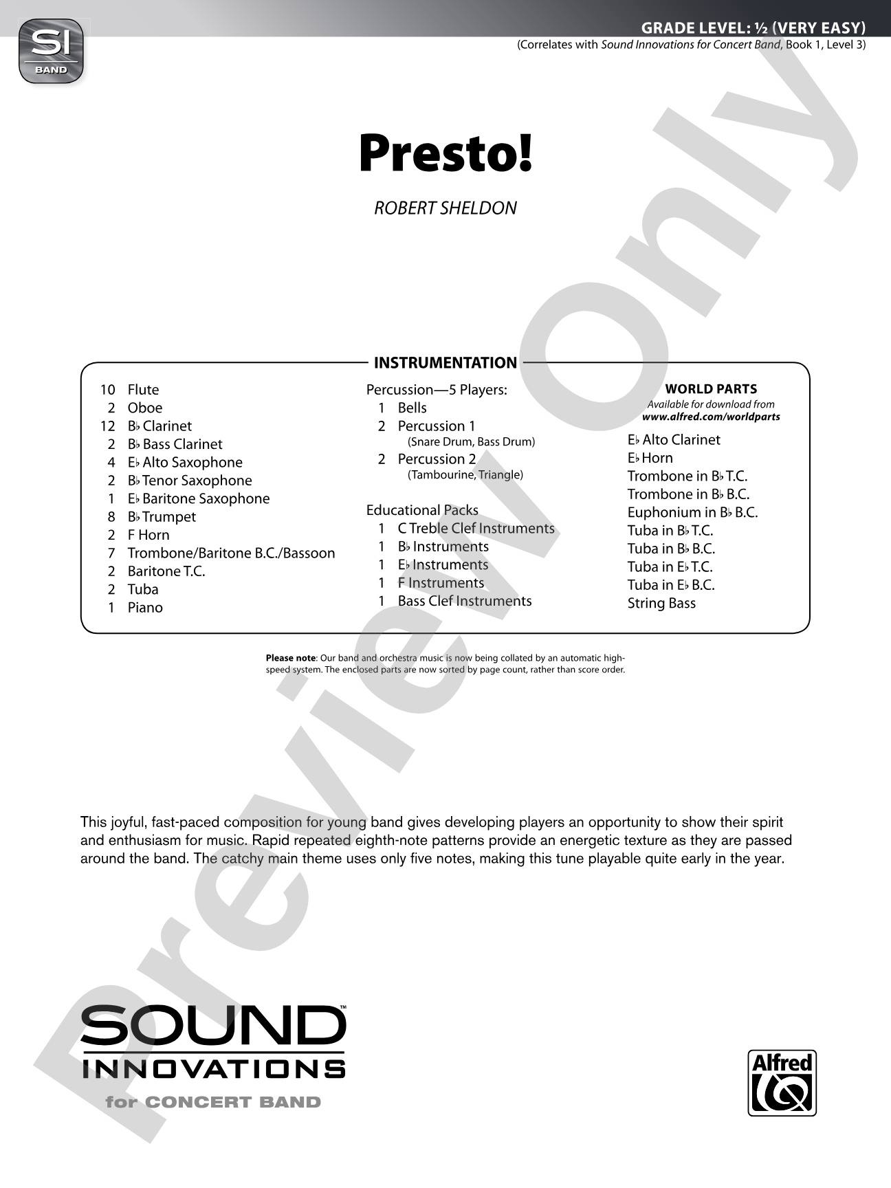 Presto!: Concert Band Conductor Score & Parts
