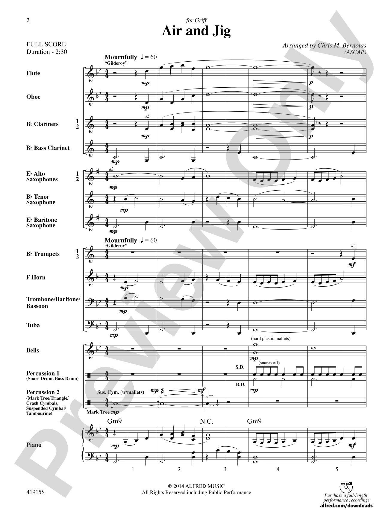 Air and Jig: Concert Band Conductor Score & Parts