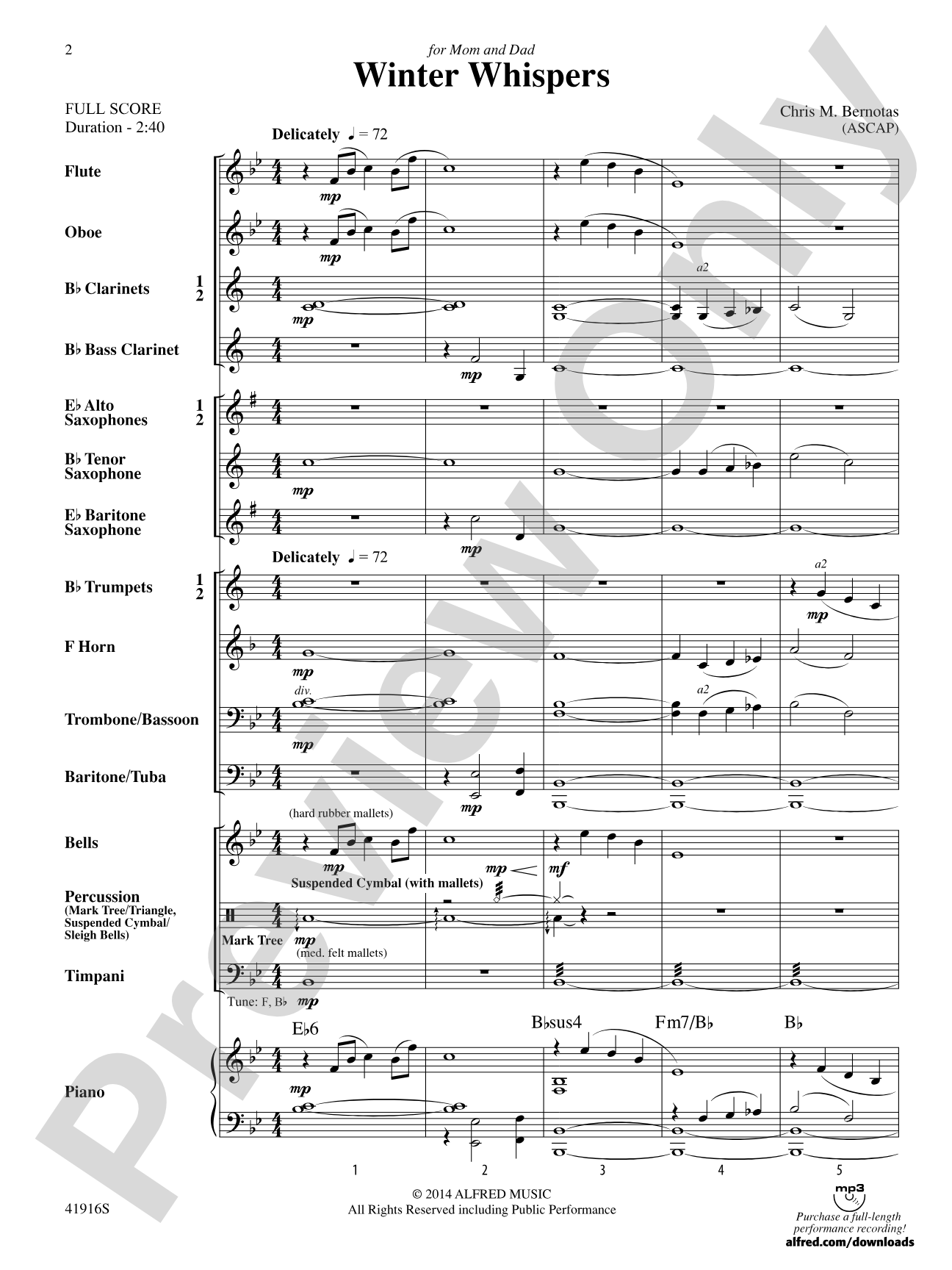 Winter Whispers: Concert Band Conductor Score & Parts