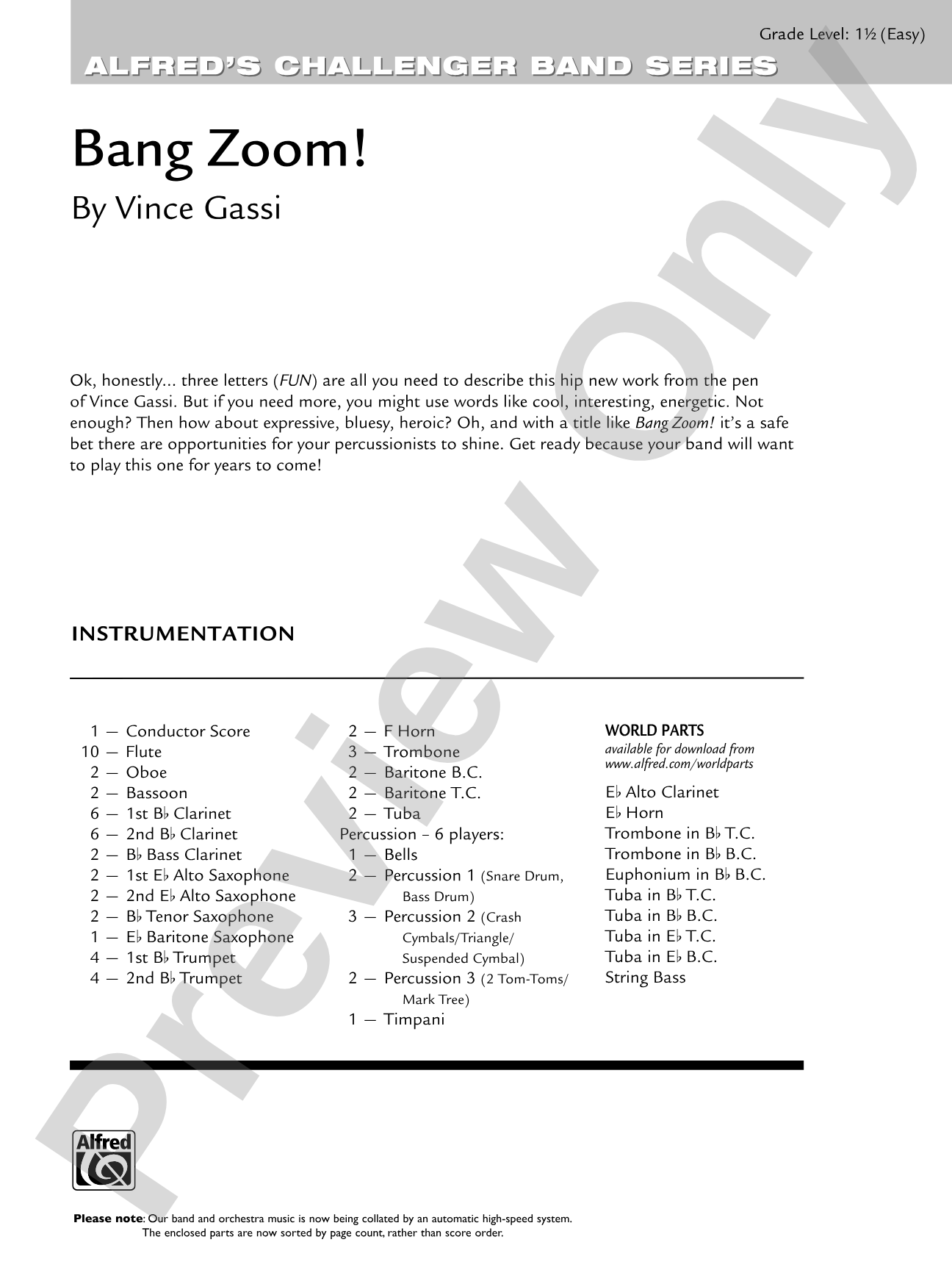 Bang Zoom!: Concert Band Conductor Score & Parts