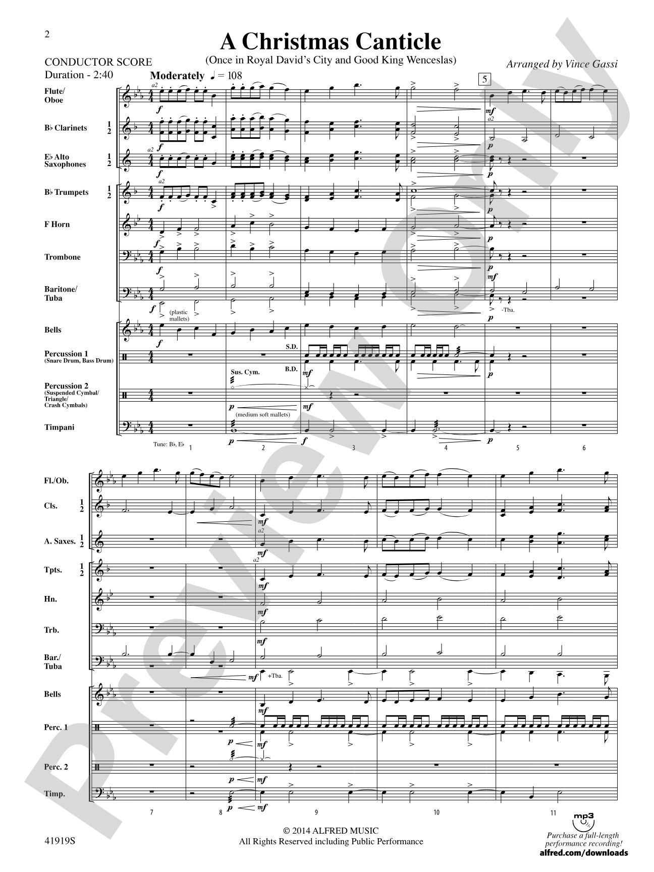 A Christmas Canticle: Concert Band Conductor Score & Parts