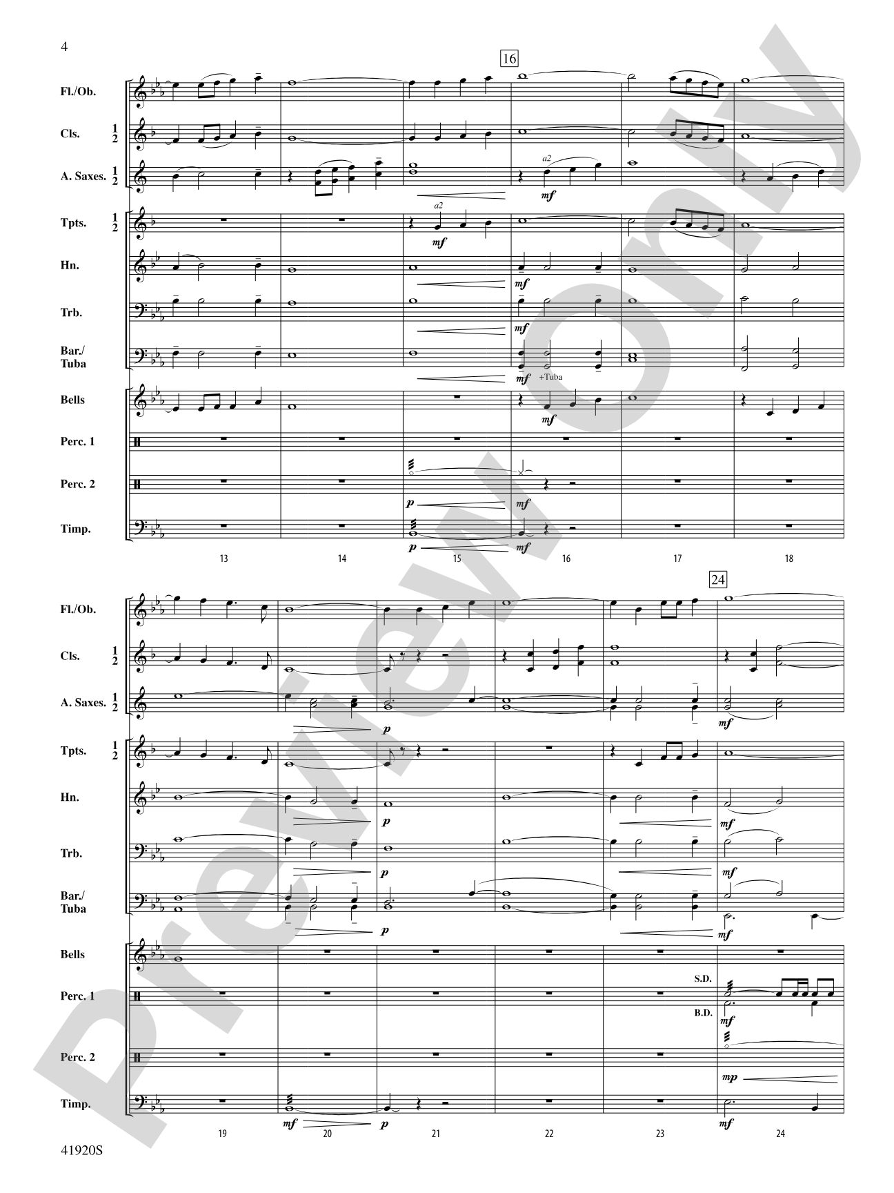 The Water Is Wide: Concert Band Conductor Score & Parts