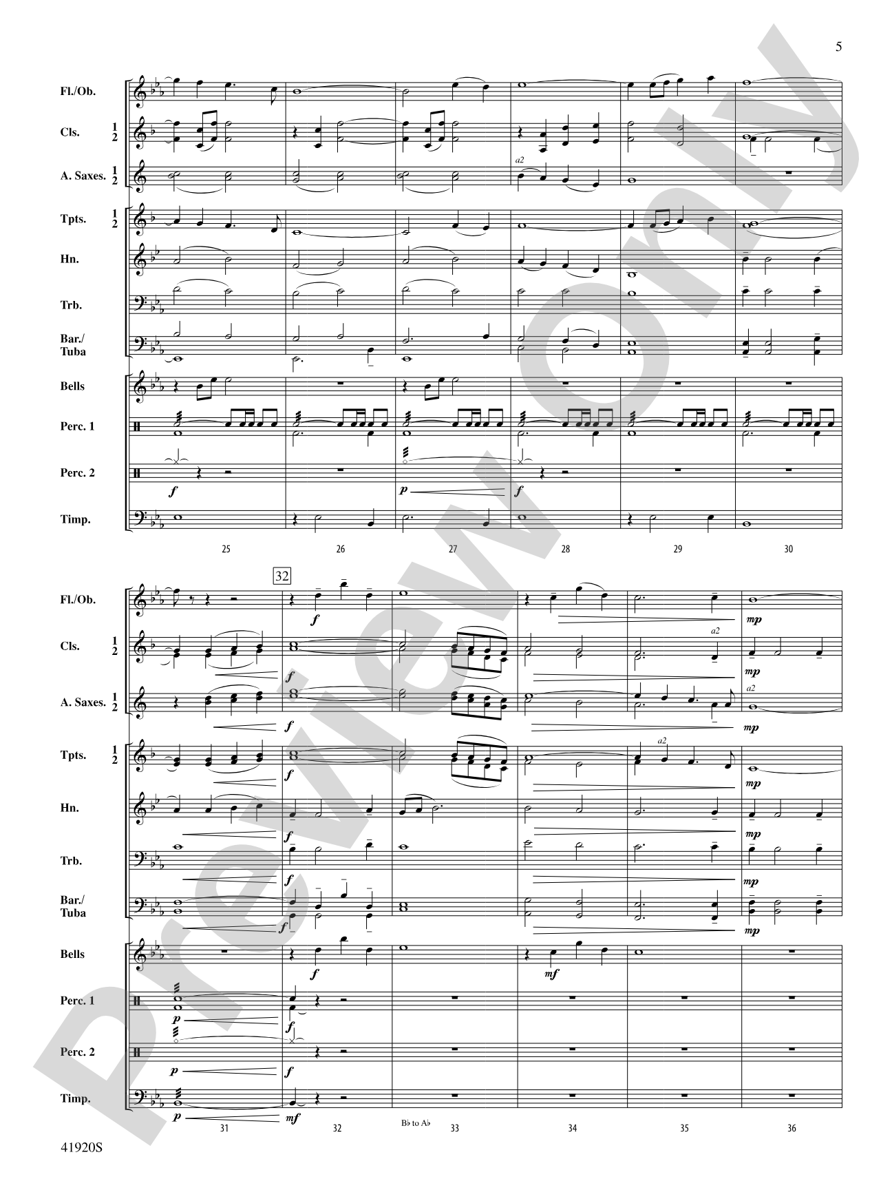 The Water Is Wide: Concert Band Conductor Score & Parts