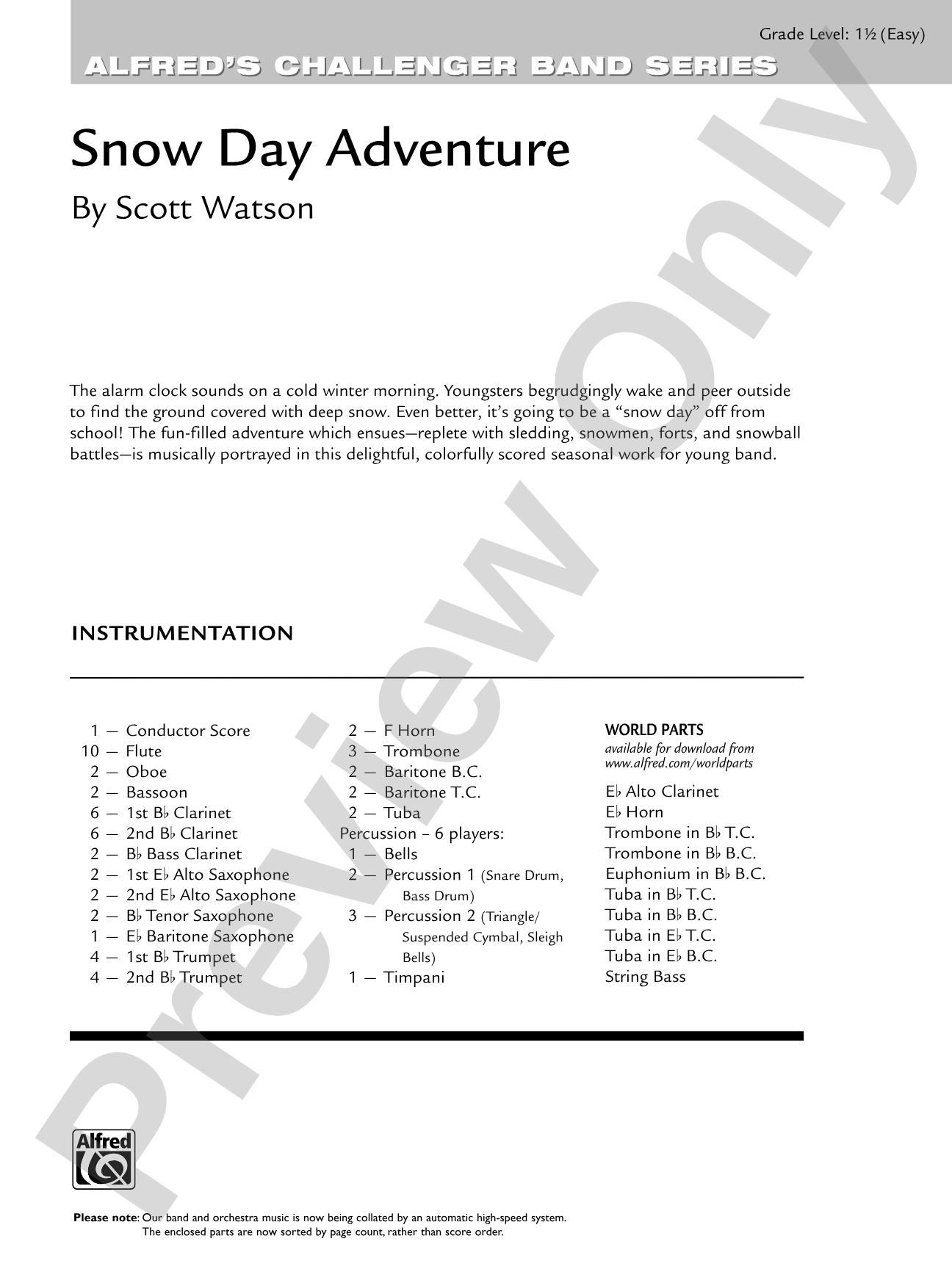 Snow Day Adventure: Concert Band Conductor Score & Parts