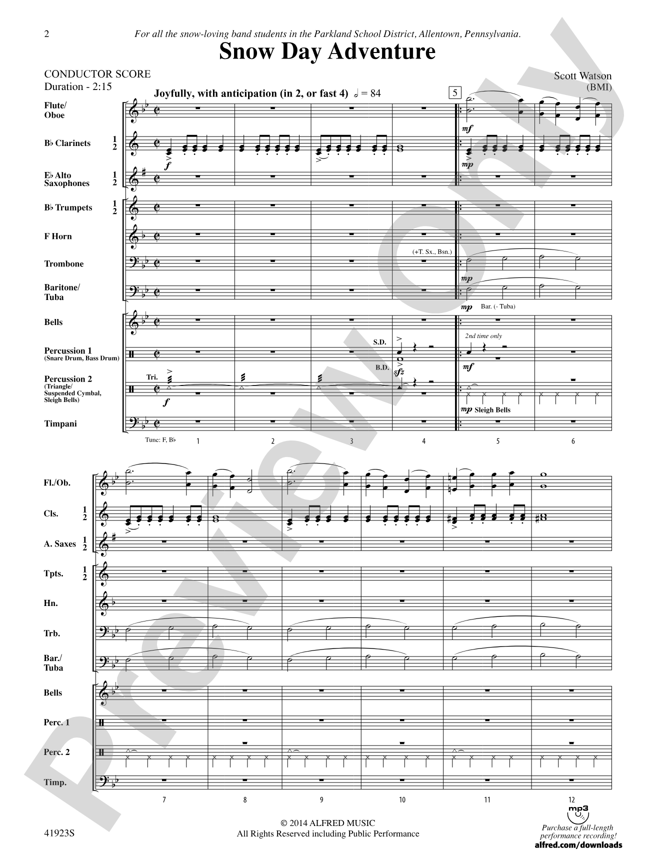 Snow Day Adventure: Concert Band Conductor Score & Parts