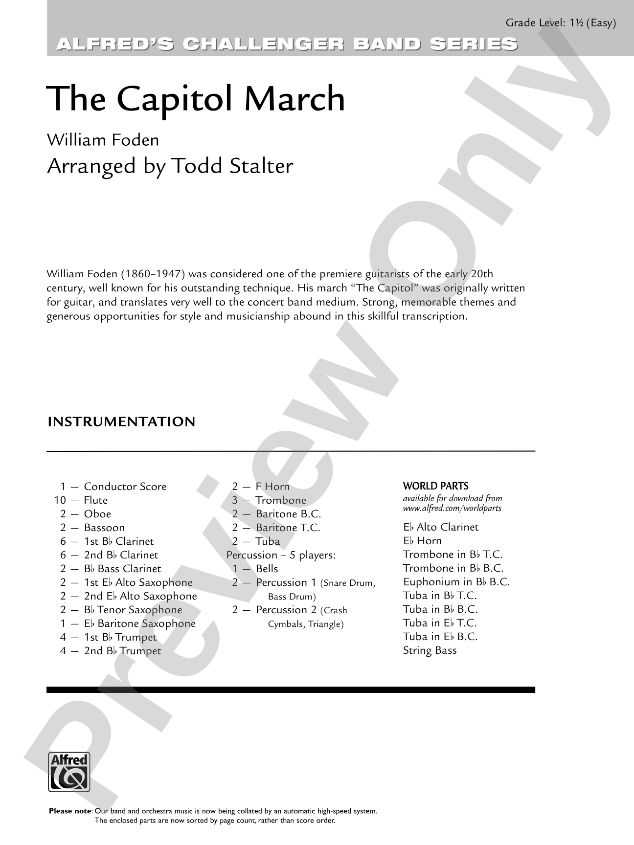 The Capitol March: Concert Band Conductor Score & Parts