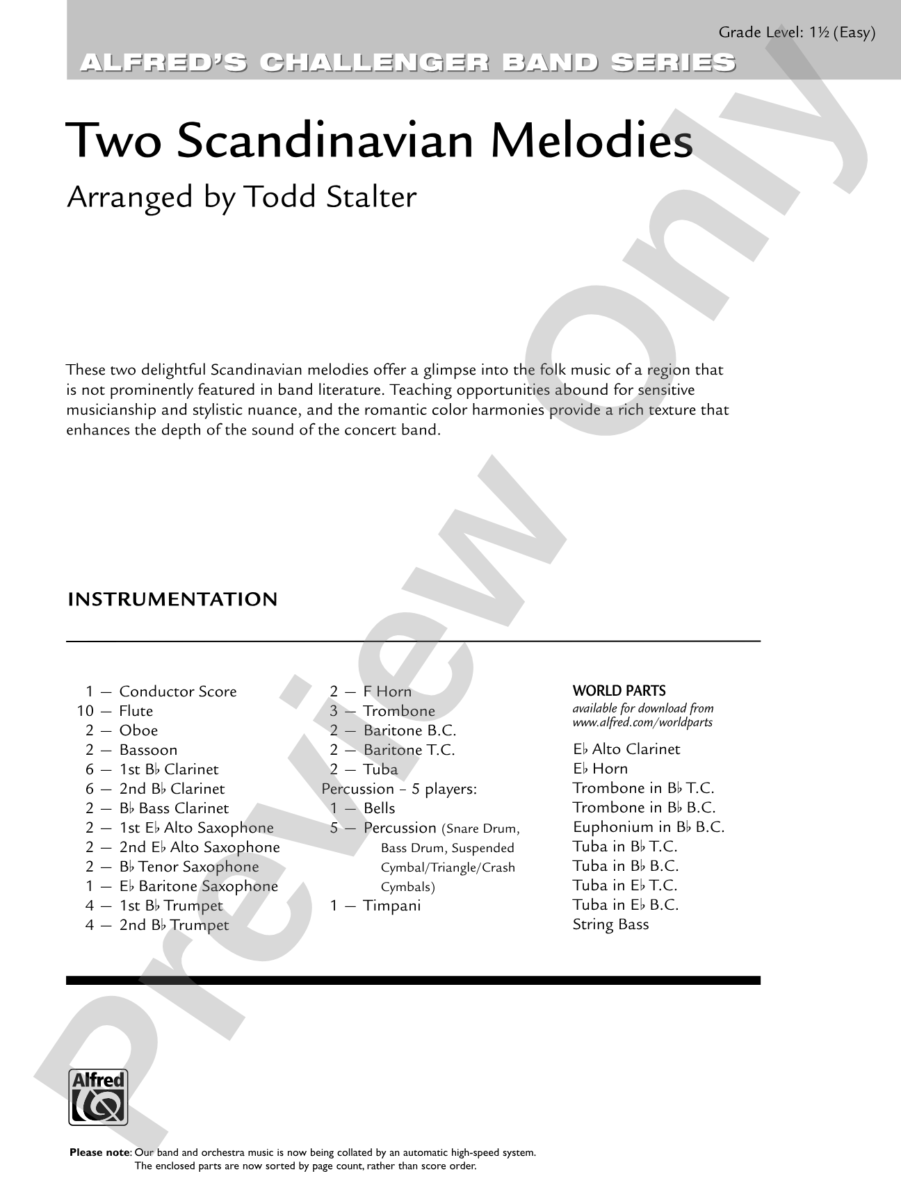 Two Scandinavian Melodies: Concert Band Conductor Score & Parts