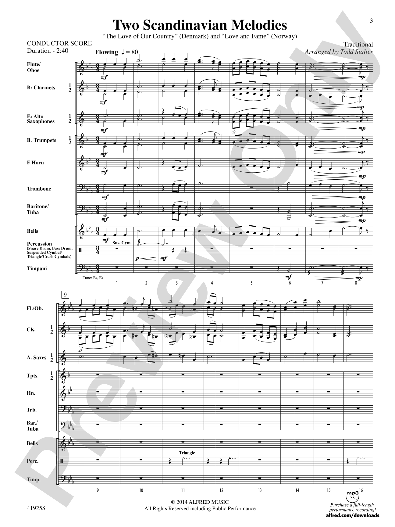 Two Scandinavian Melodies: Concert Band Conductor Score & Parts