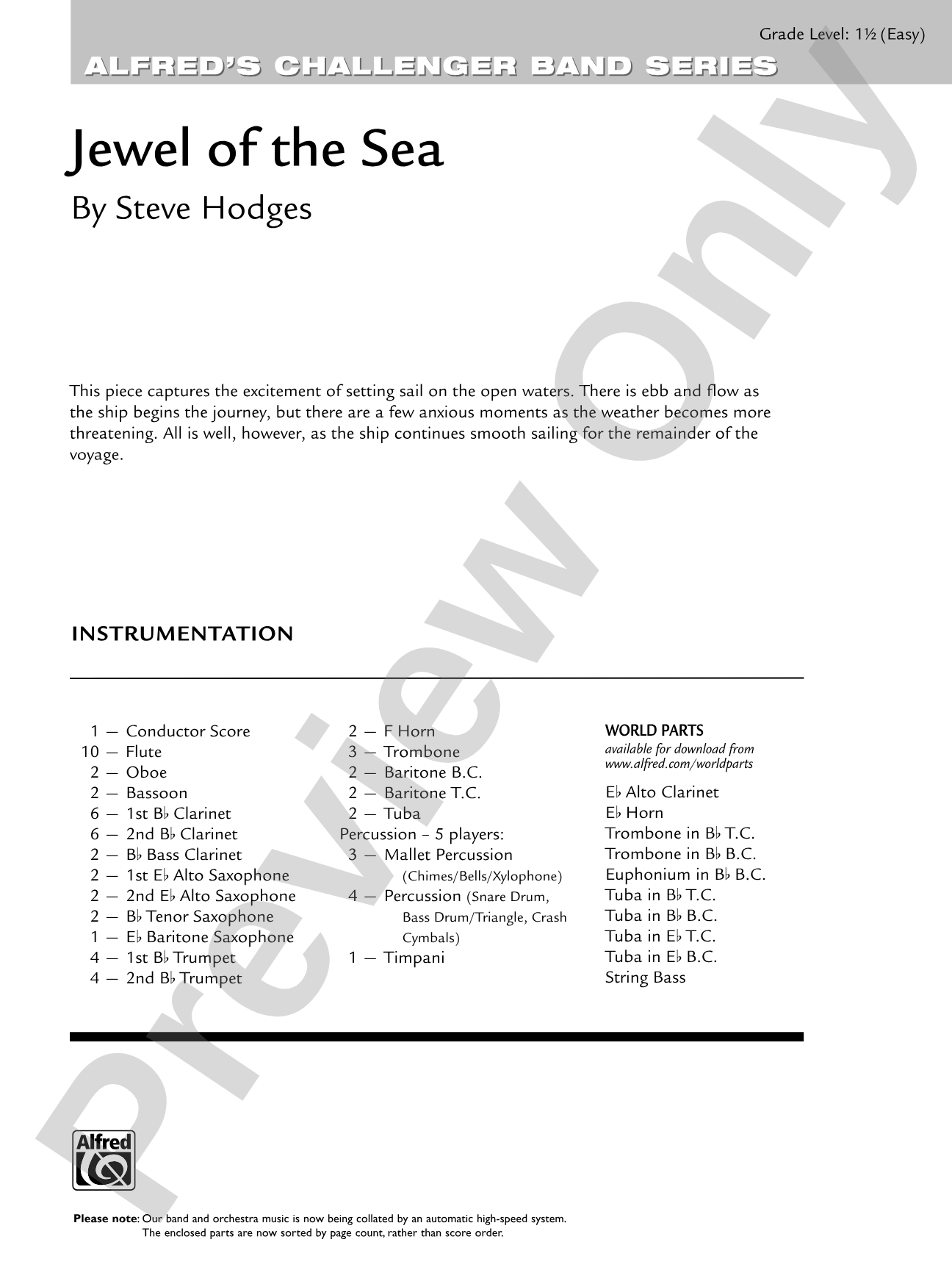 Jewel of the Sea: Concert Band Conductor Score & Parts