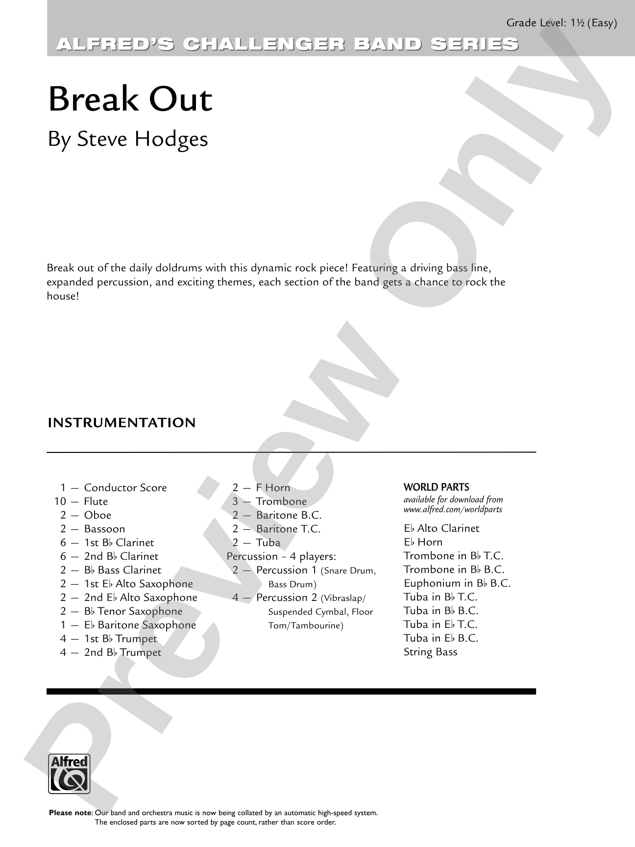 Break Out: Concert Band Conductor Score & Parts