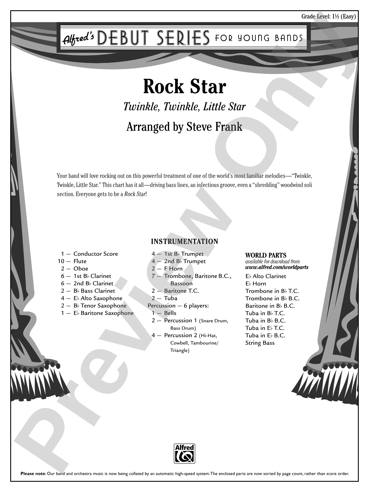 Rock Star: Concert Band Conductor Score & Parts