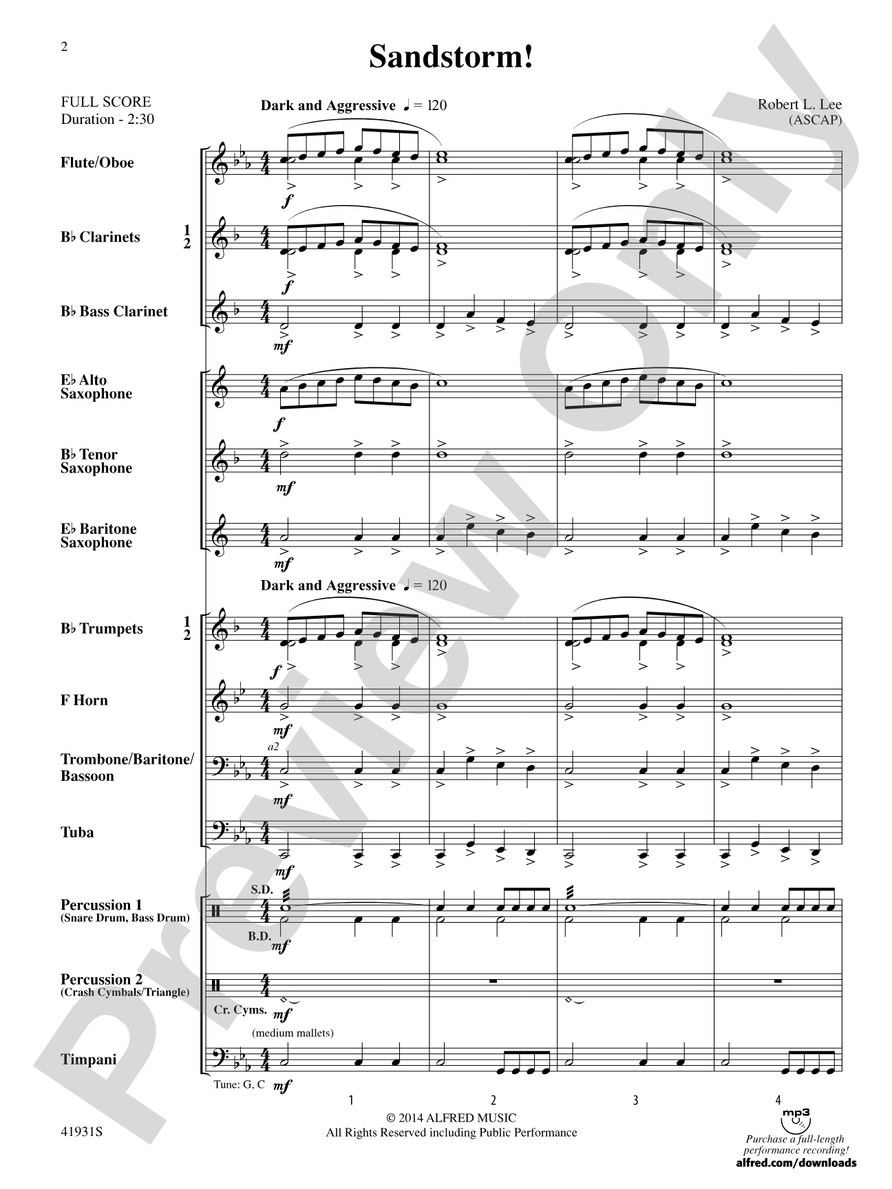 Sandstorm!: Concert Band Conductor Score & Parts
