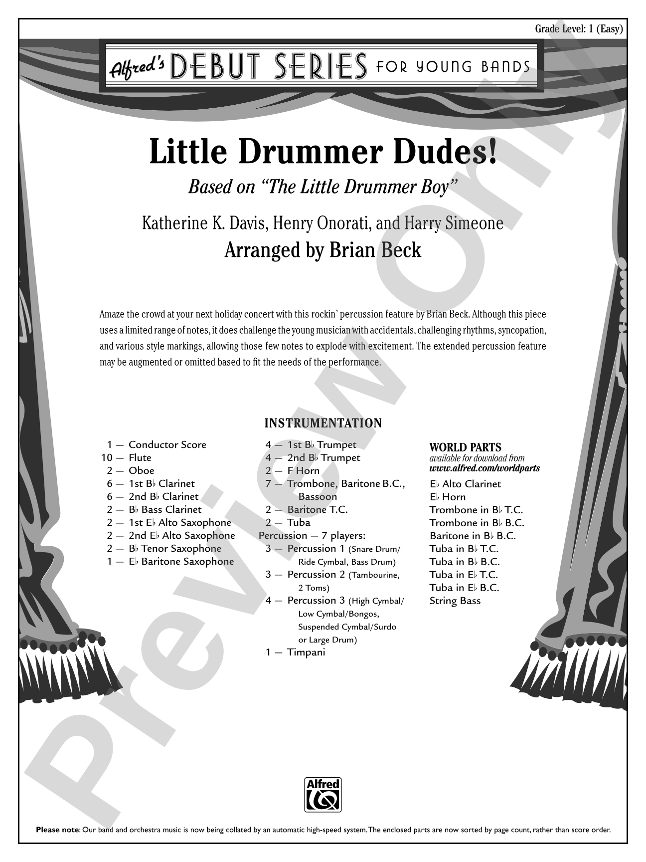 Little Drummer Dudes!: Concert Band Conductor Score & Parts
