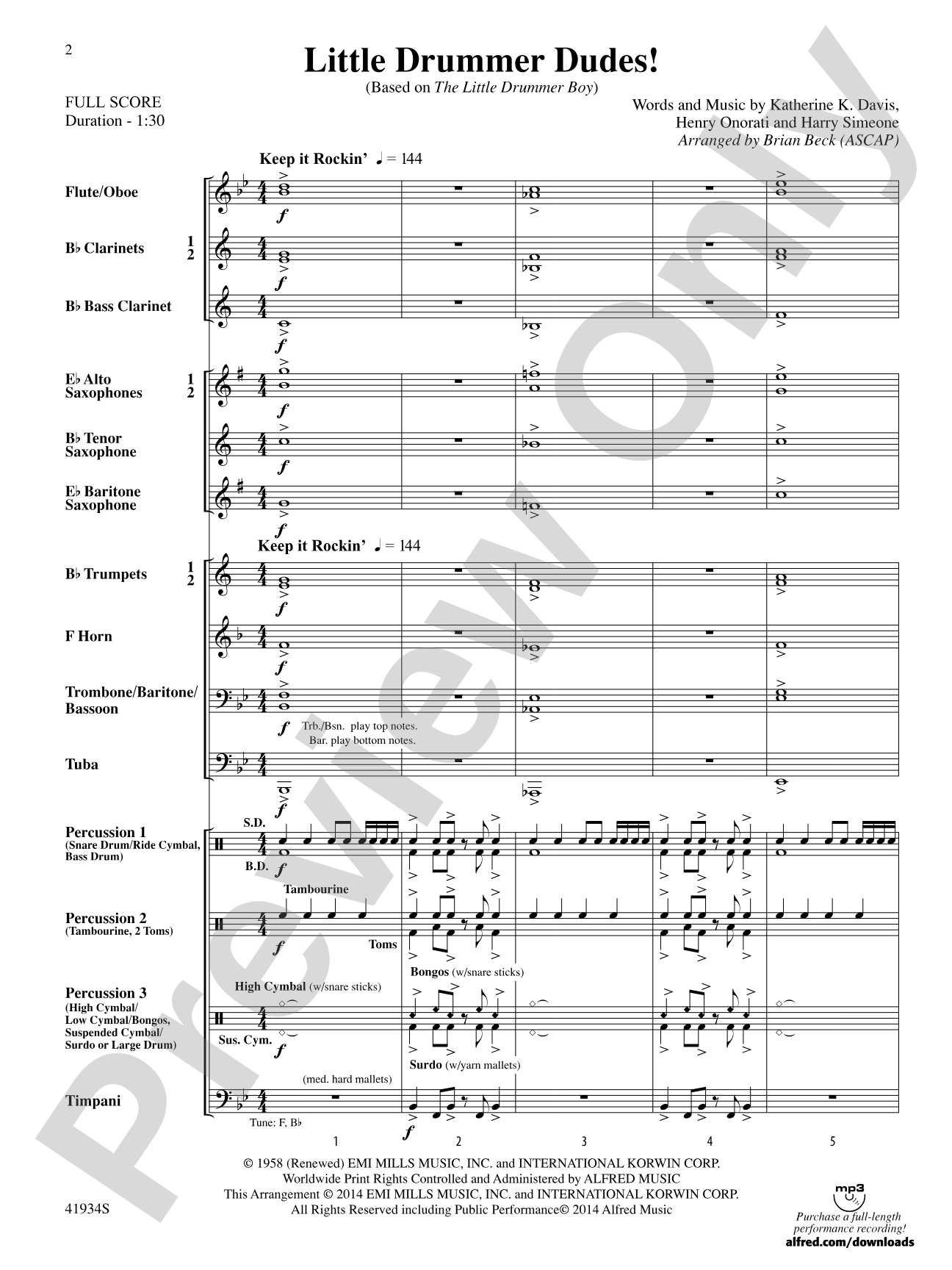 Little Drummer Dudes!: Concert Band Conductor Score & Parts