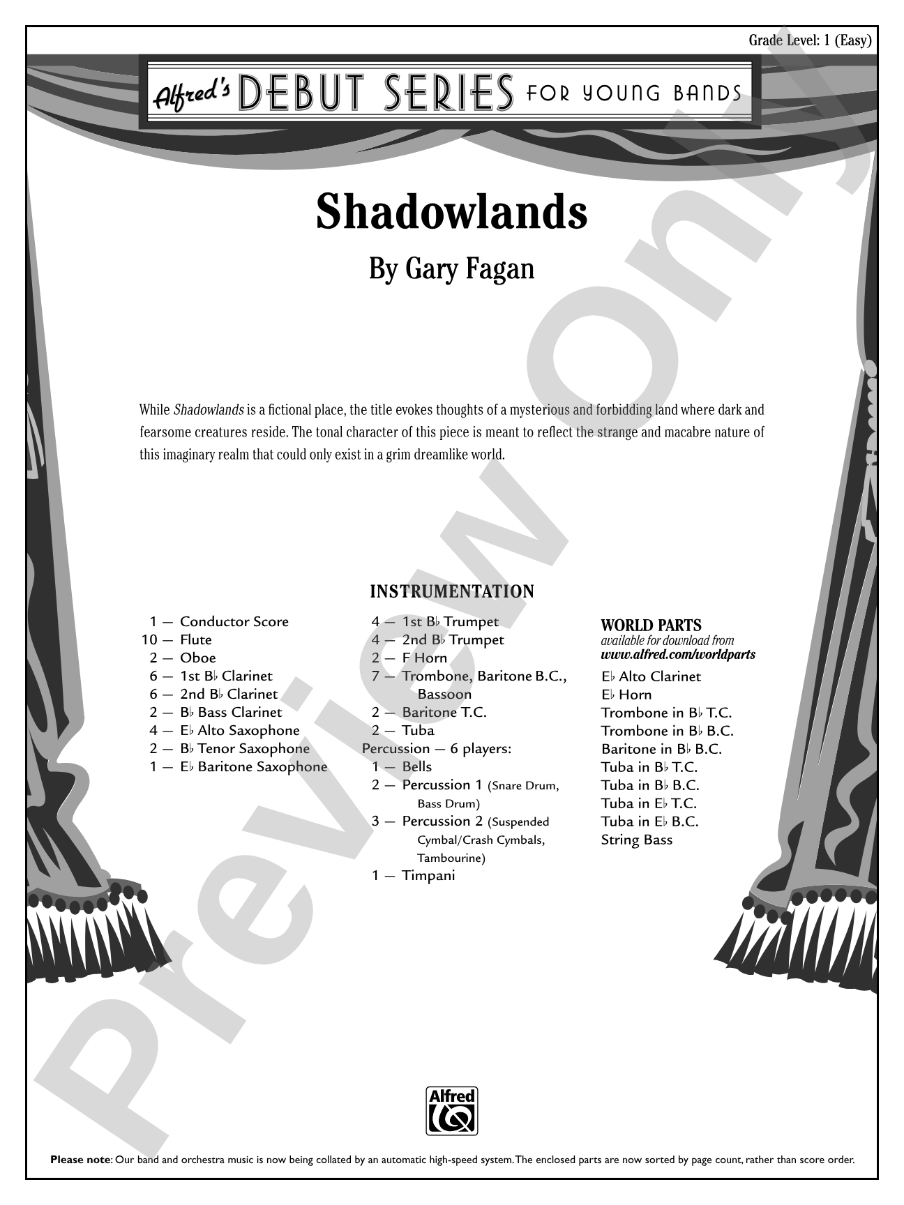 Shadowlands: Concert Band Conductor Score & Parts