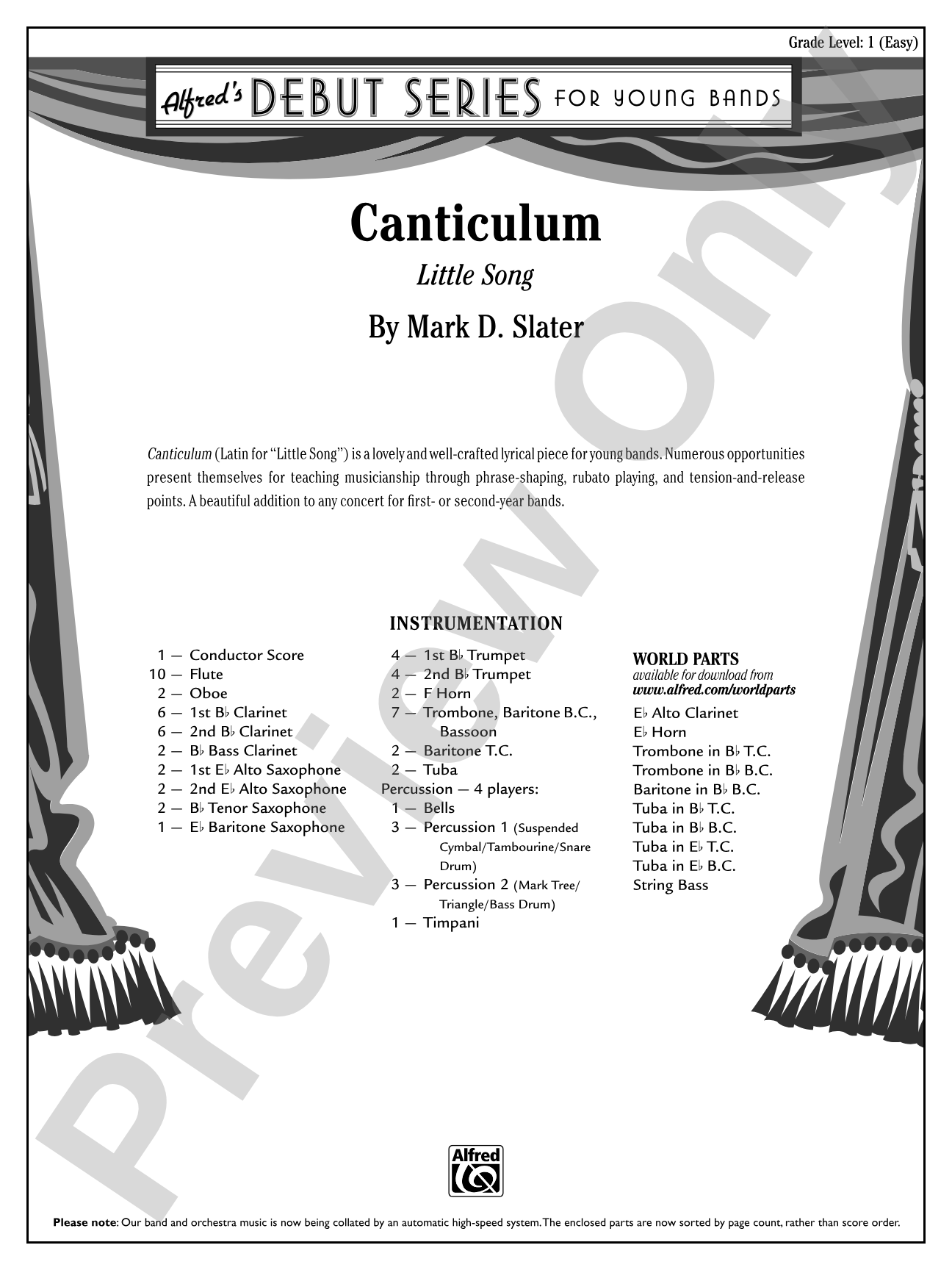 Canticulum: Concert Band Conductor Score & Parts