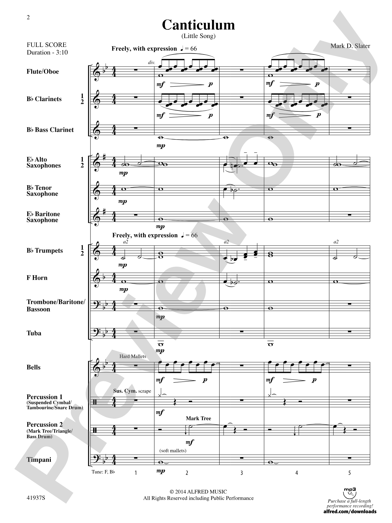 Canticulum: Concert Band Conductor Score & Parts