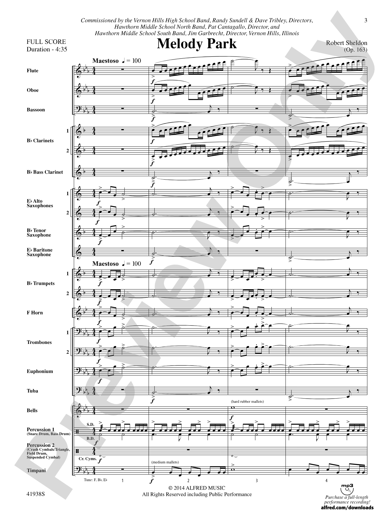 Melody Park: Concert Band Conductor Score & Parts