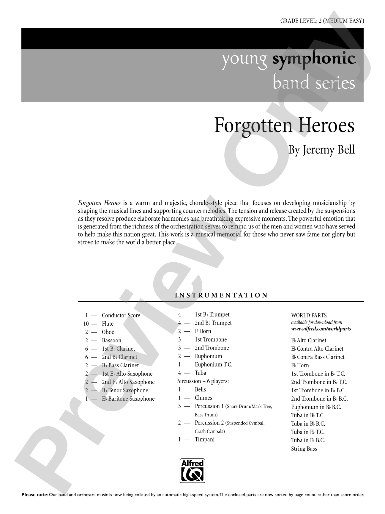 Forgotten Heroes: Concert Band Conductor Score & Parts