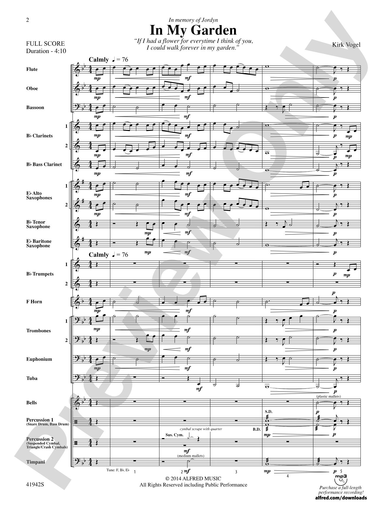 In My Garden: Concert Band Conductor Score & Parts
