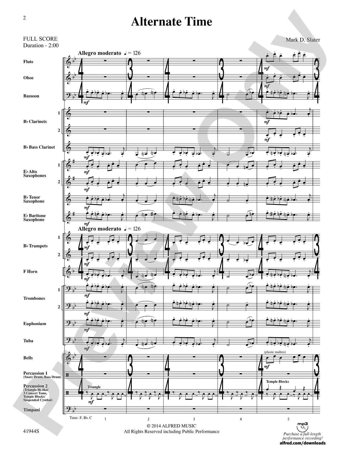 Alternate Time: Concert Band Conductor Score & Parts