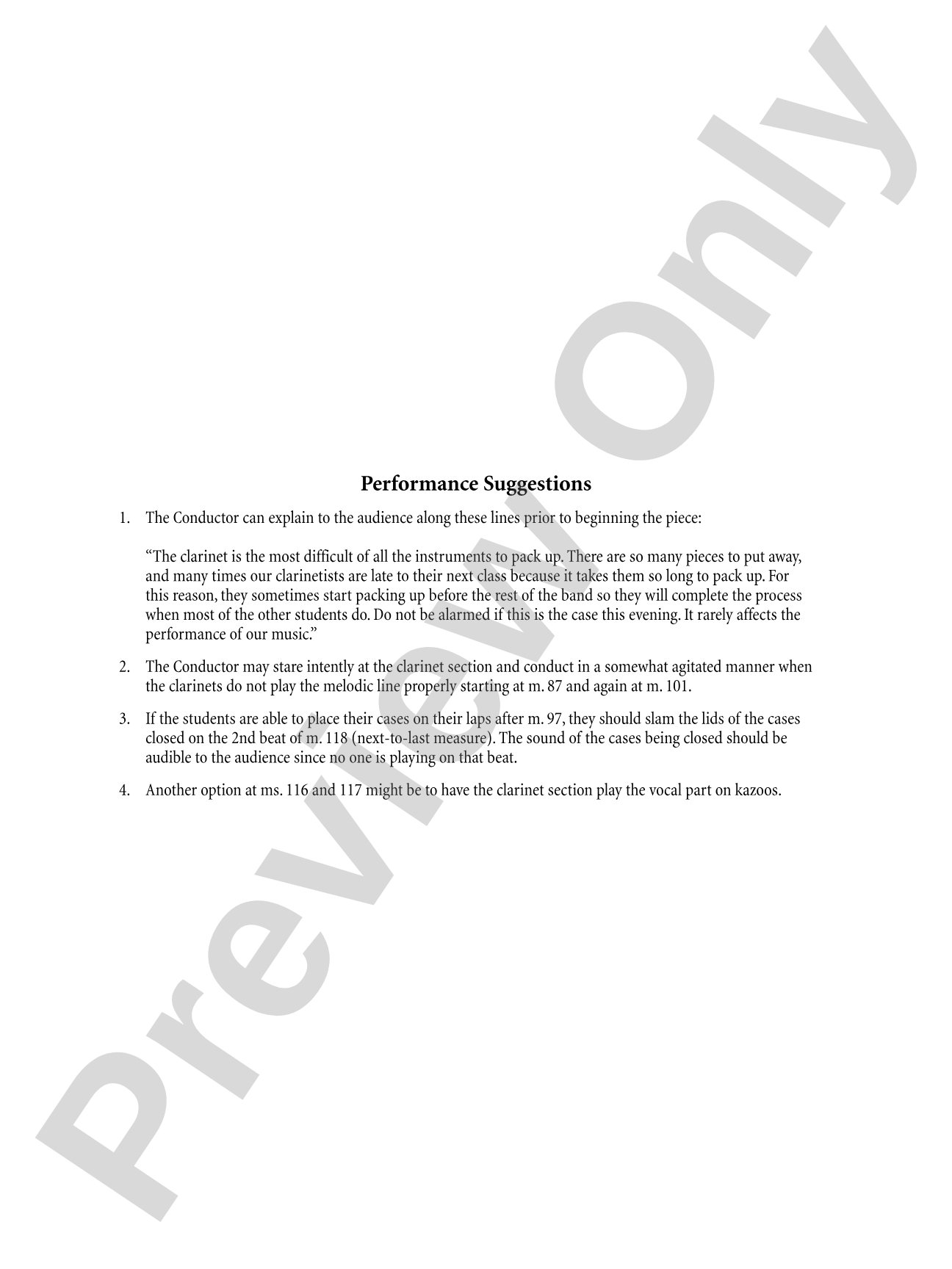 Clarinets Packing Up Early: Concert Band Conductor Score & Parts