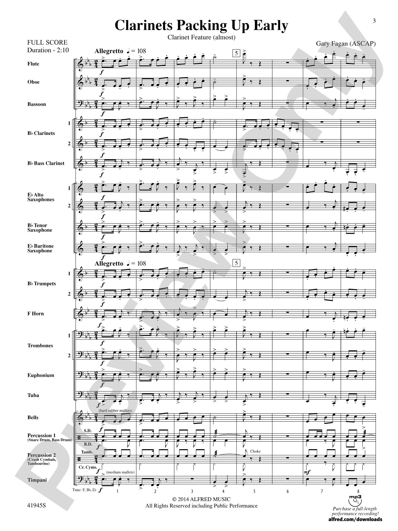 Clarinets Packing Up Early: Concert Band Conductor Score & Parts