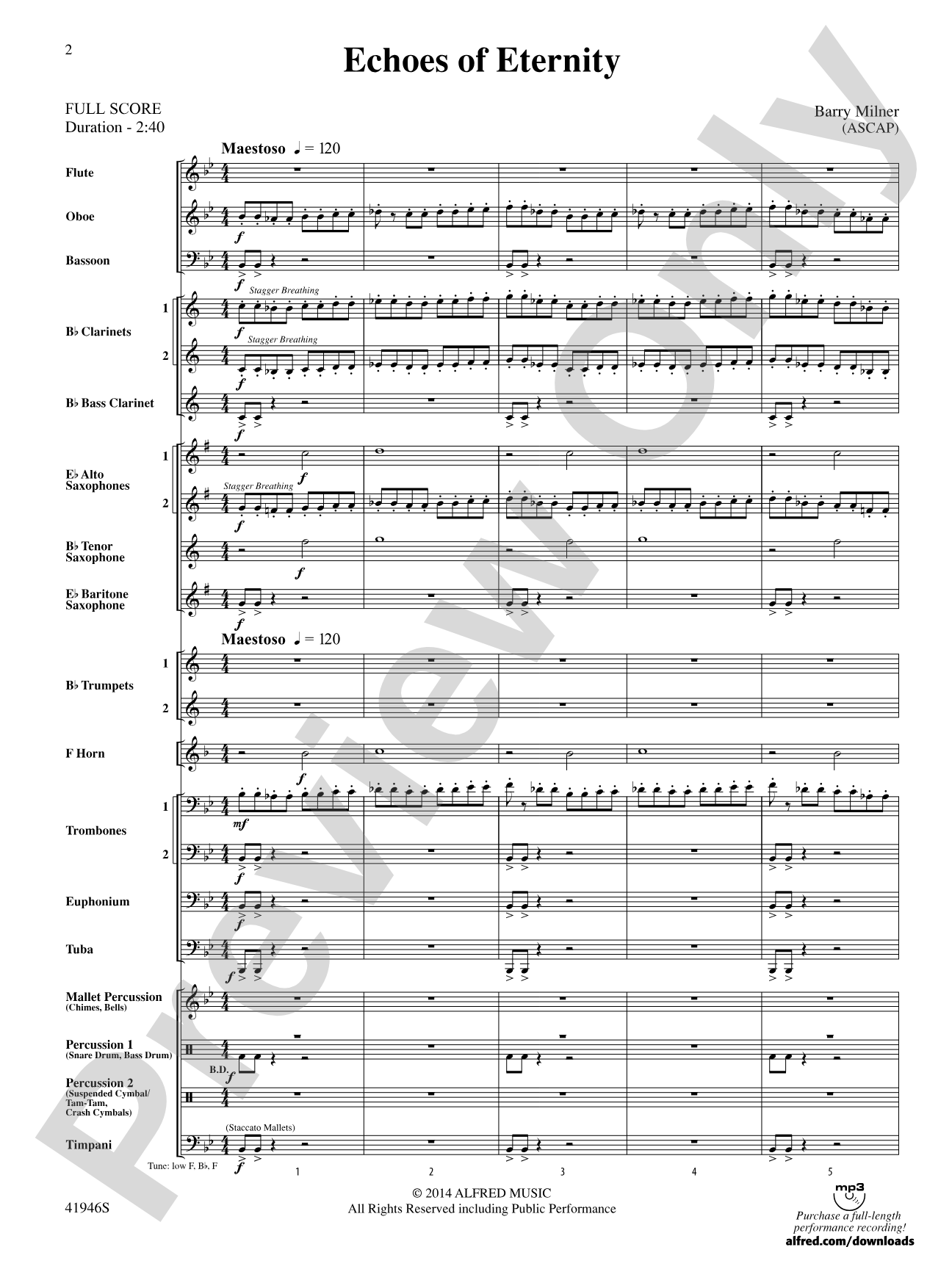 Echoes of Eternity: Concert Band Conductor Score & Parts