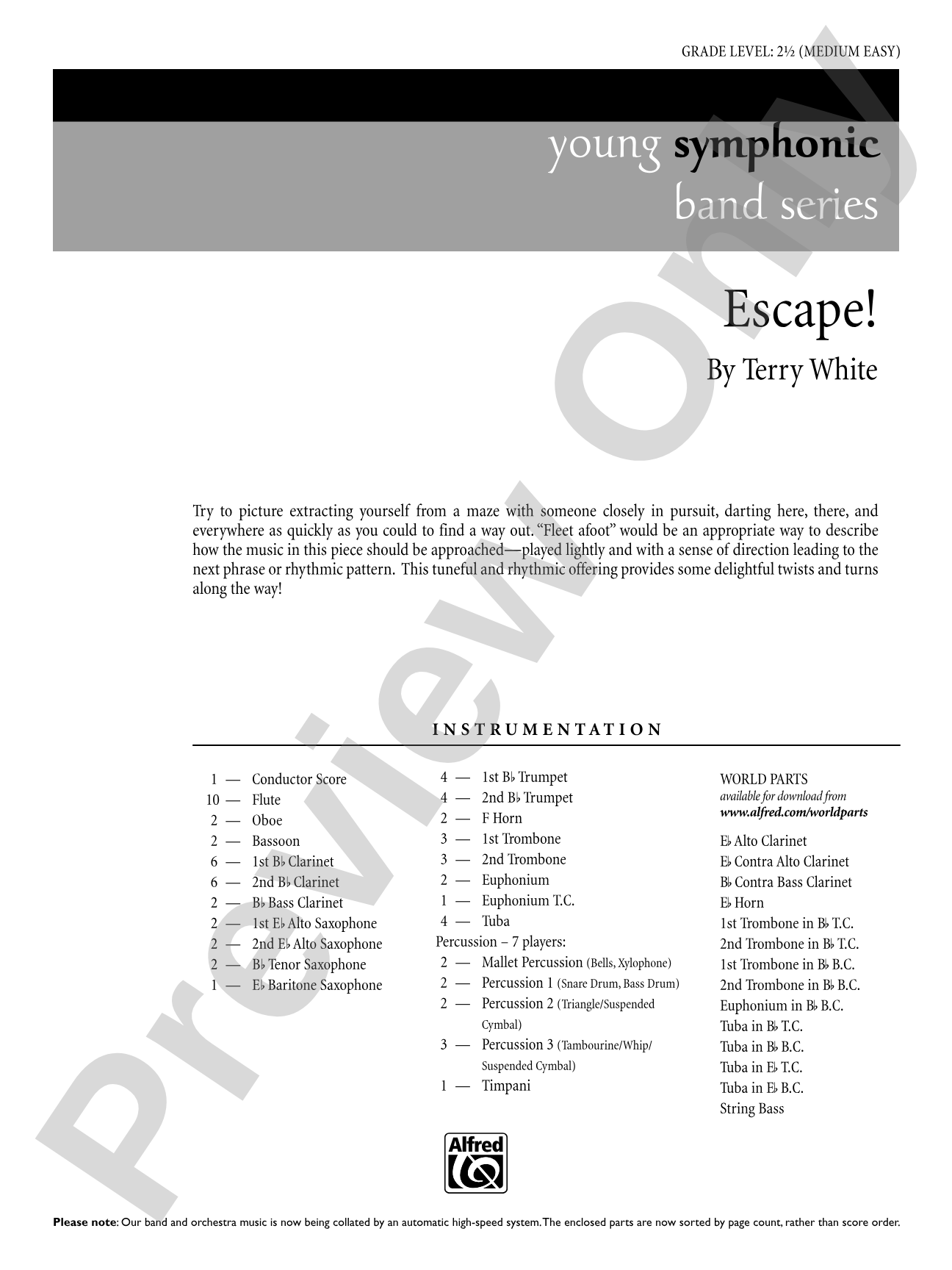 Escape!: Concert Band Conductor Score & Parts