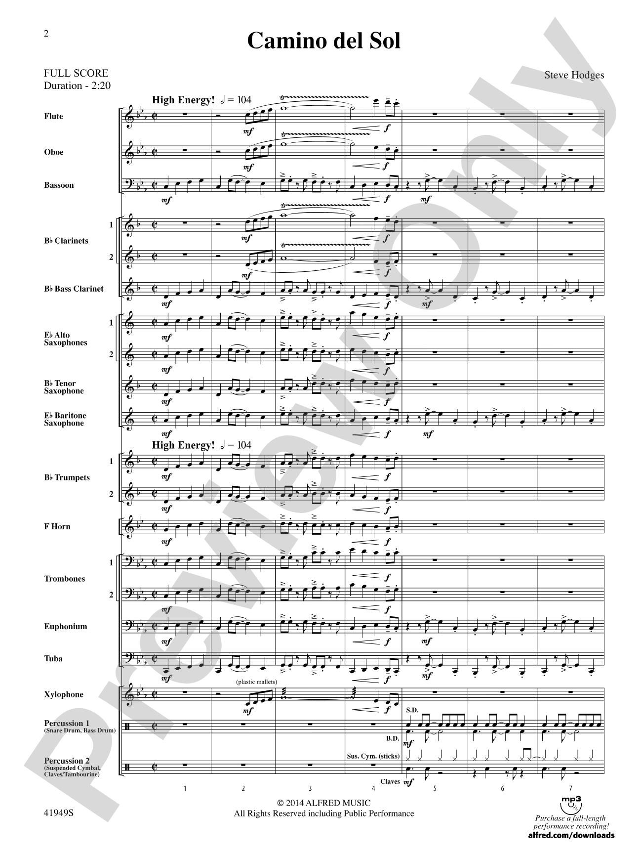 Camino del Sol: Concert Band Conductor Score & Parts